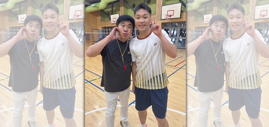 李洋錄影胡瓜向他切磋球技。（下面一位提供）