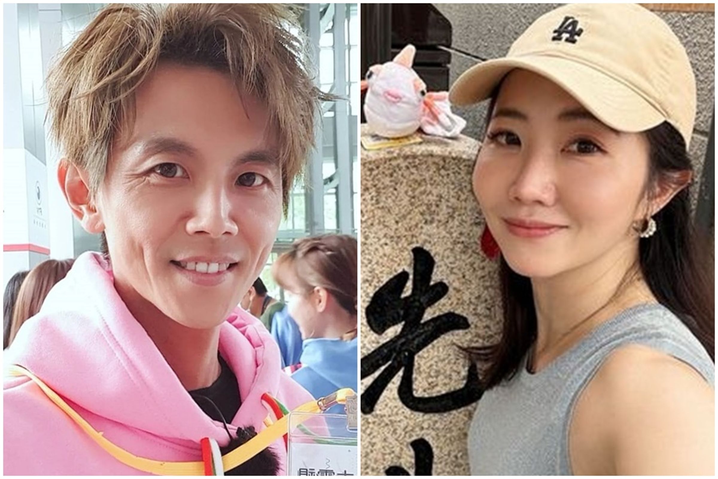 謝忻2019年因與「浩角翔起」阿翔爆出不倫戀，重創演藝事業。（翻攝自謝忻IG、阿翔臉書）