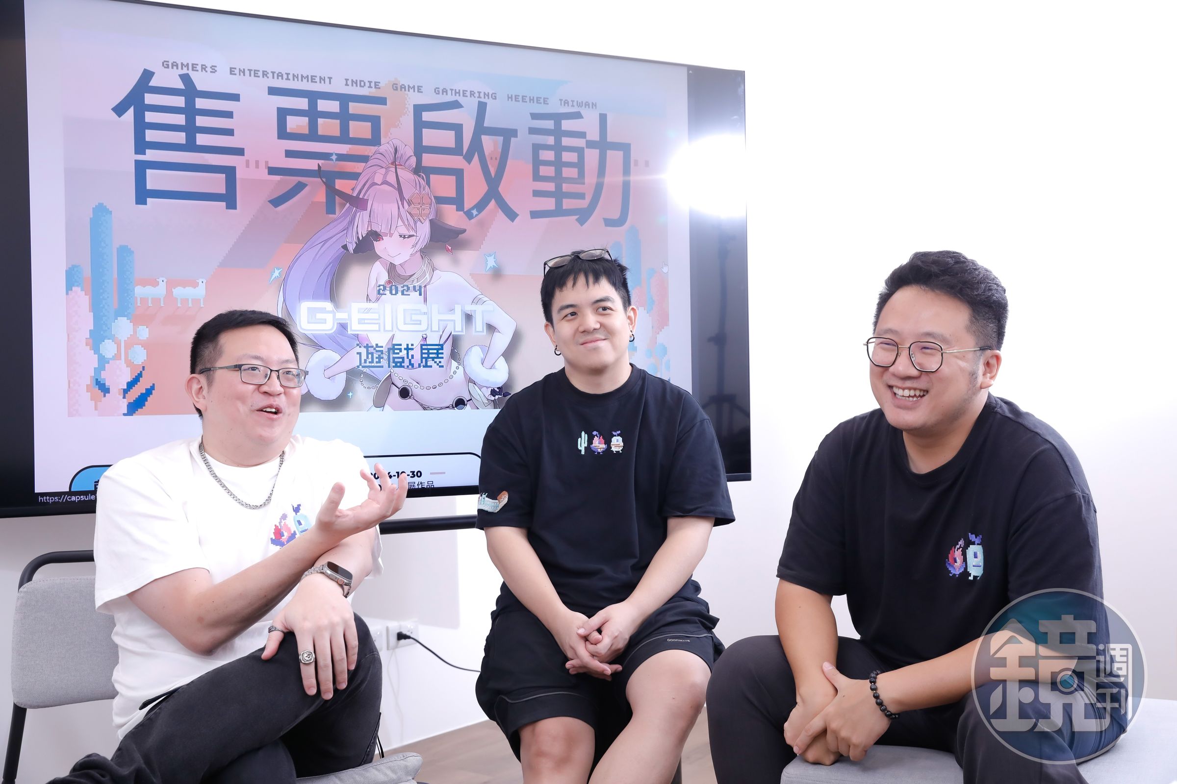 G-EIGHT三位創辦人李勇霆(左起)、6tan與湯瑪士分享對於發展3A遊戲的看法。