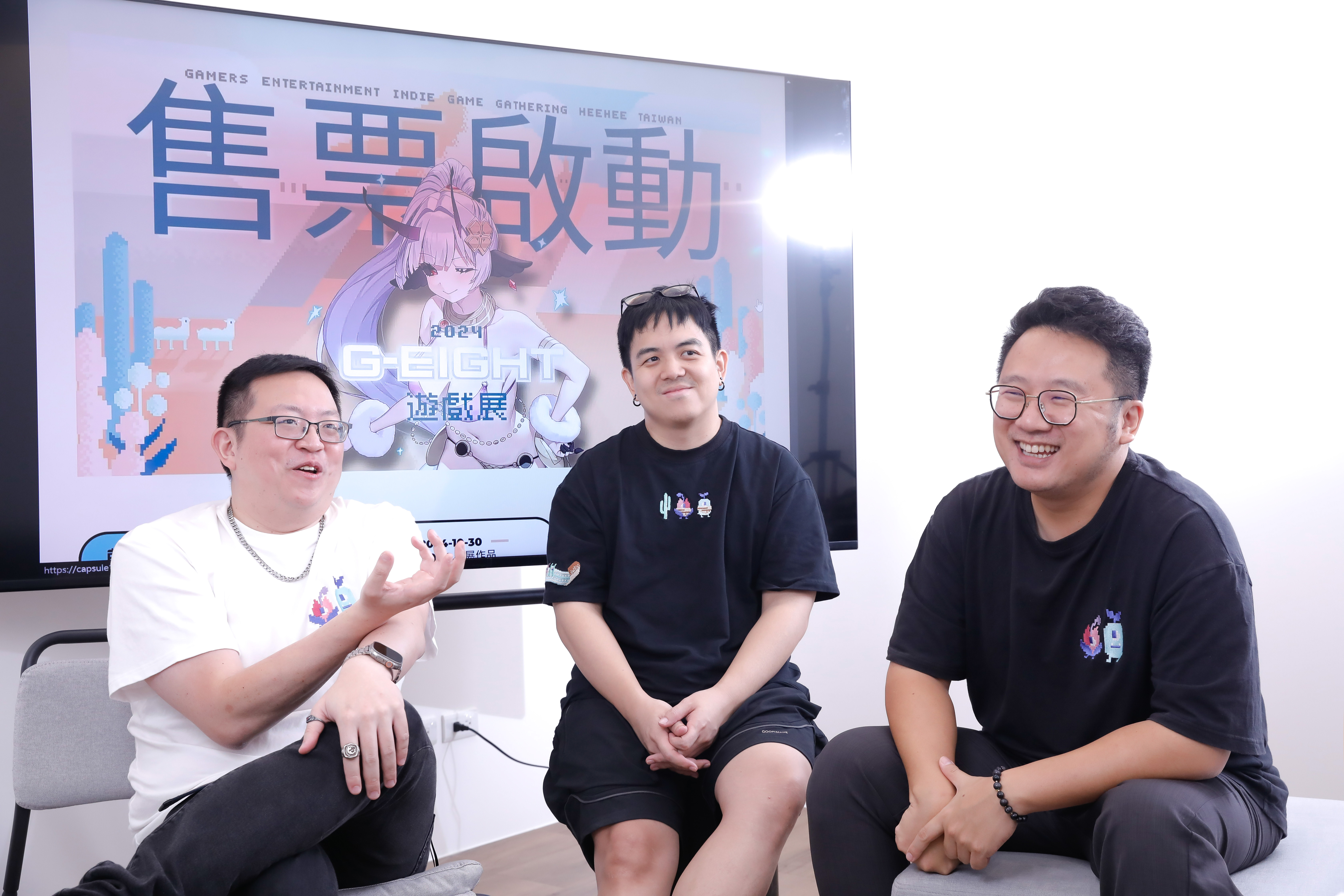 G-EIGHT三位創辦人李勇霆（左起）、6tan與湯瑪士分享對於發展3A遊戲的看法。