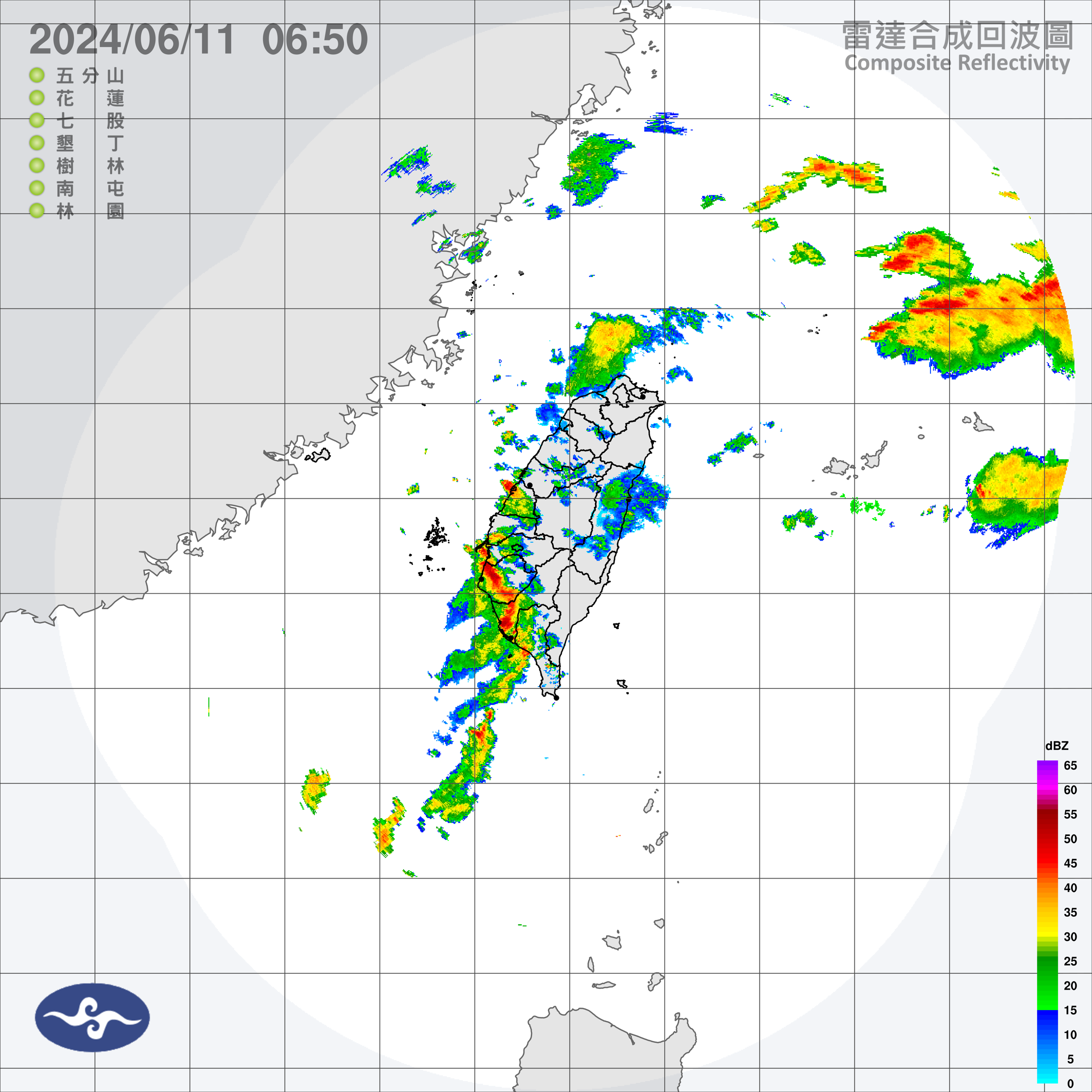 今日苗栗以南地區有短暫陣雨或雷雨,其中南部地區降雨範圍較廣,其他地區也可能有午後雷陣雨。(中央氣象署提供)