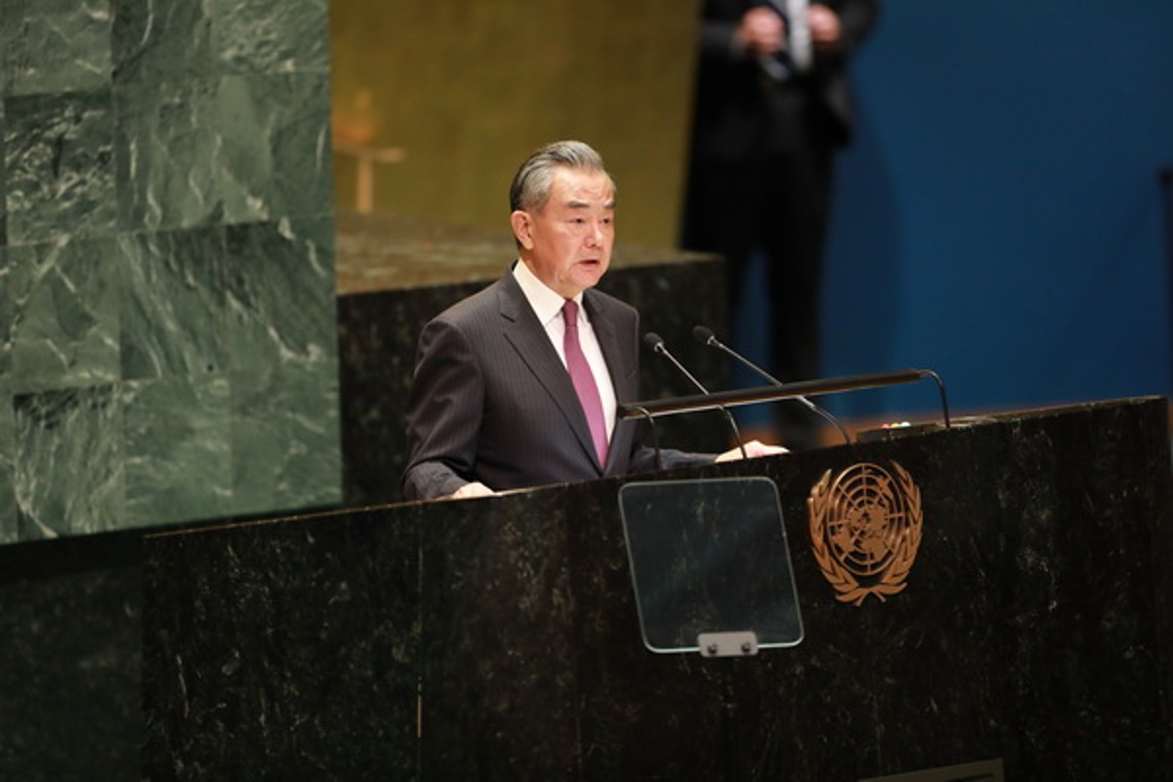 中國大陸外交部長王毅於聯合國總部再次提及第2758號決議。（翻攝自中國外交部官網）