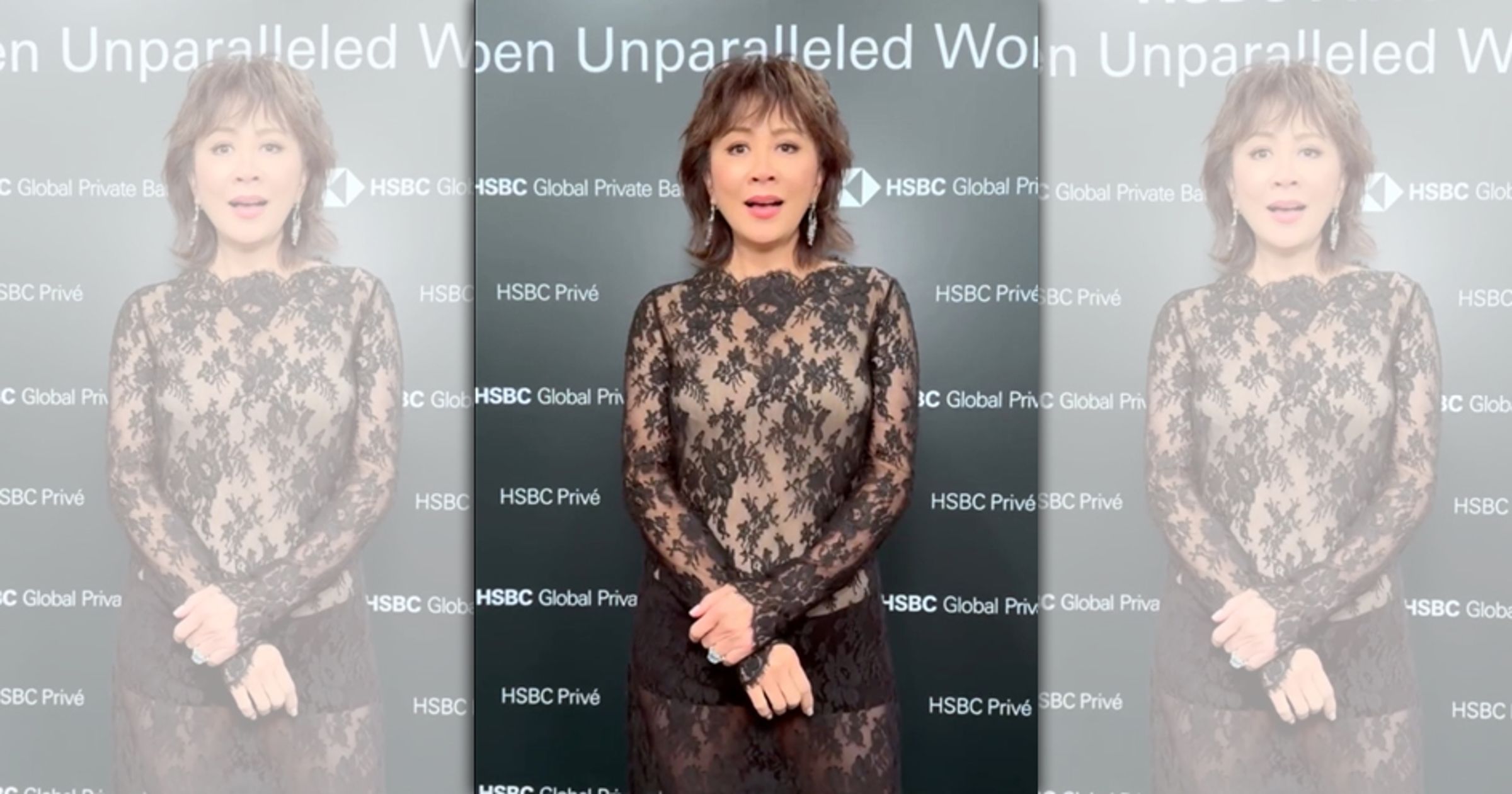 劉嘉玲黑色蕾絲透視裝,充分展現性感身材。(翻攝voguehongkongIG)