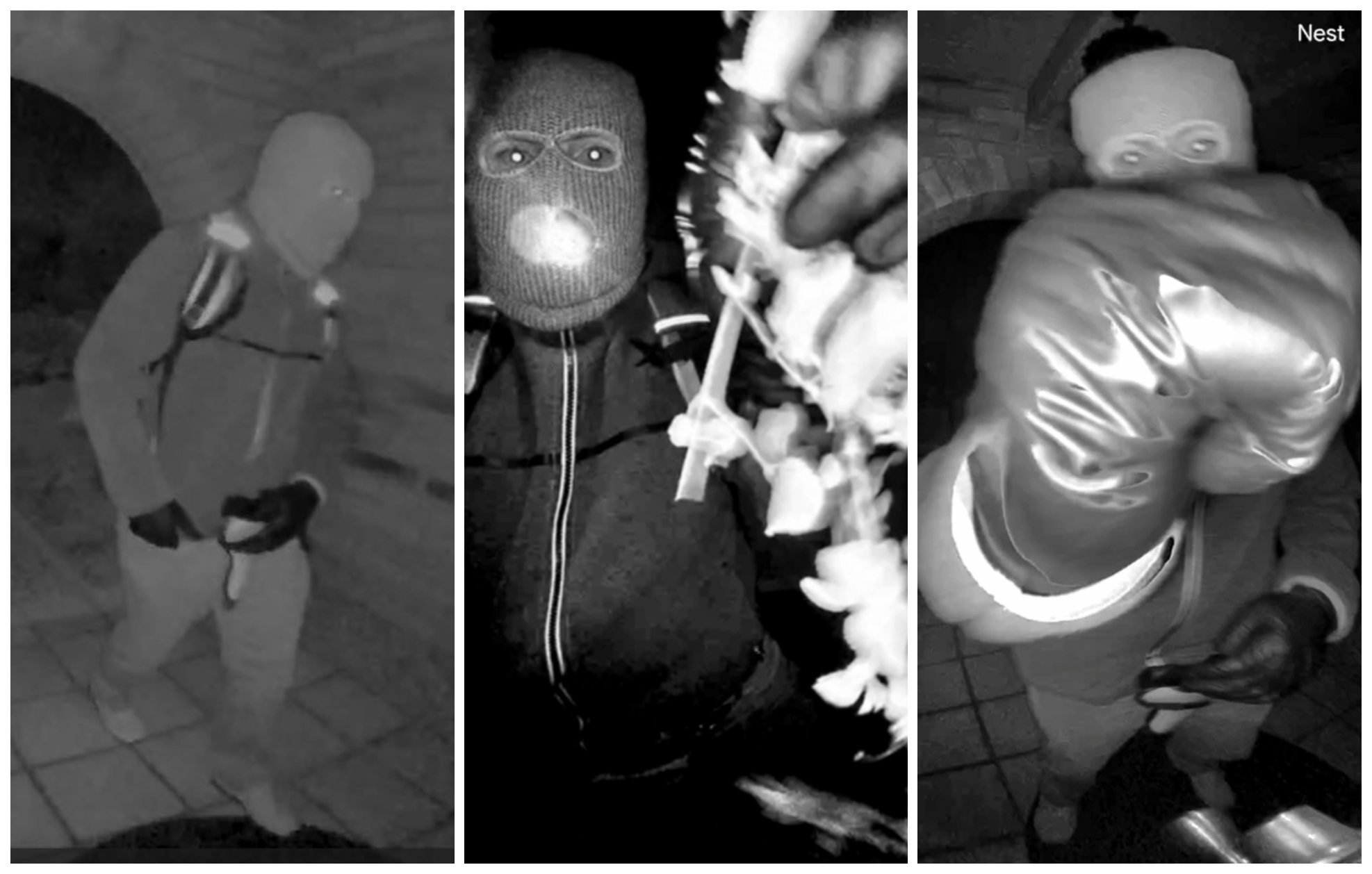 FBI公布的門鈴監視器畫面顯示，一名戴全罩式面罩、背背包的可疑人士，於凌晨接近南希住家門口，行徑引發高度關注。（翻攝X@FBIDirectorKash）