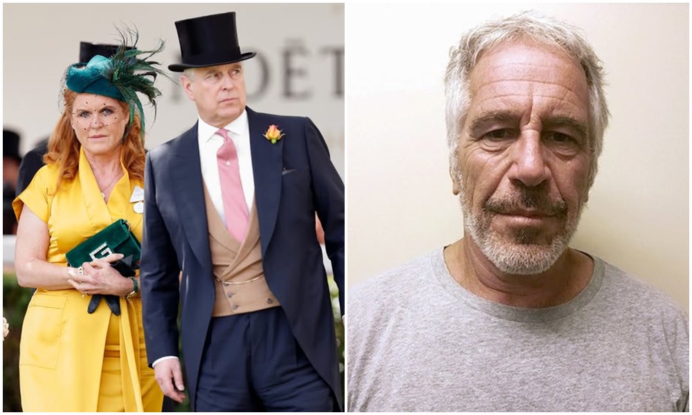 安德魯前王子和前妻莎拉弗格森（左圖），與已故淫魔艾普斯坦（右圖）關係都不單純。（翻攝Derbyshire Live臉書、New York State Division of Criminal Justice Services ）