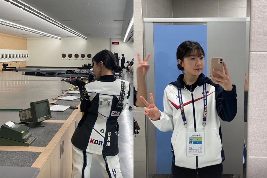 南韓16歲天才女高中生潘孝珍29日在巴黎奧運女子10公尺空氣步槍項目一舉奪金。（翻攝自@banhx1z__ IG）
