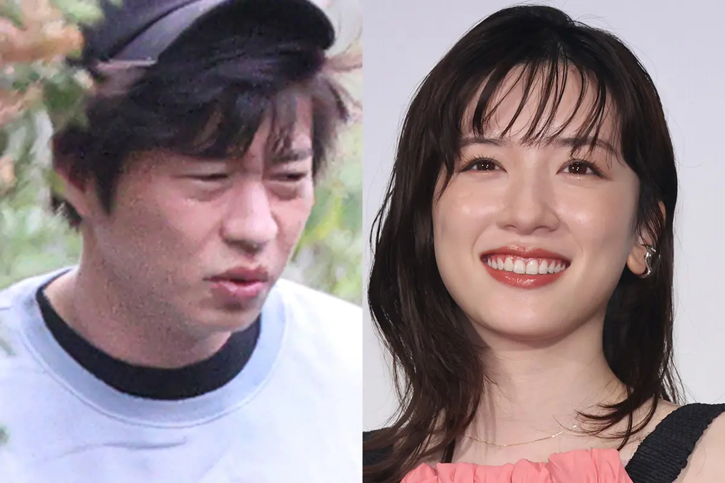 田中圭（左）與永野芽郁（右），不倫疑雲持續延燒，引發演藝圈連鎖效應。（翻攝網路）