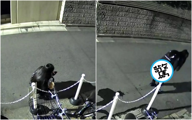 一名女子疑似尿急，竟在路邊直接「大解放」，過程都被拍下來！（翻攝推特）