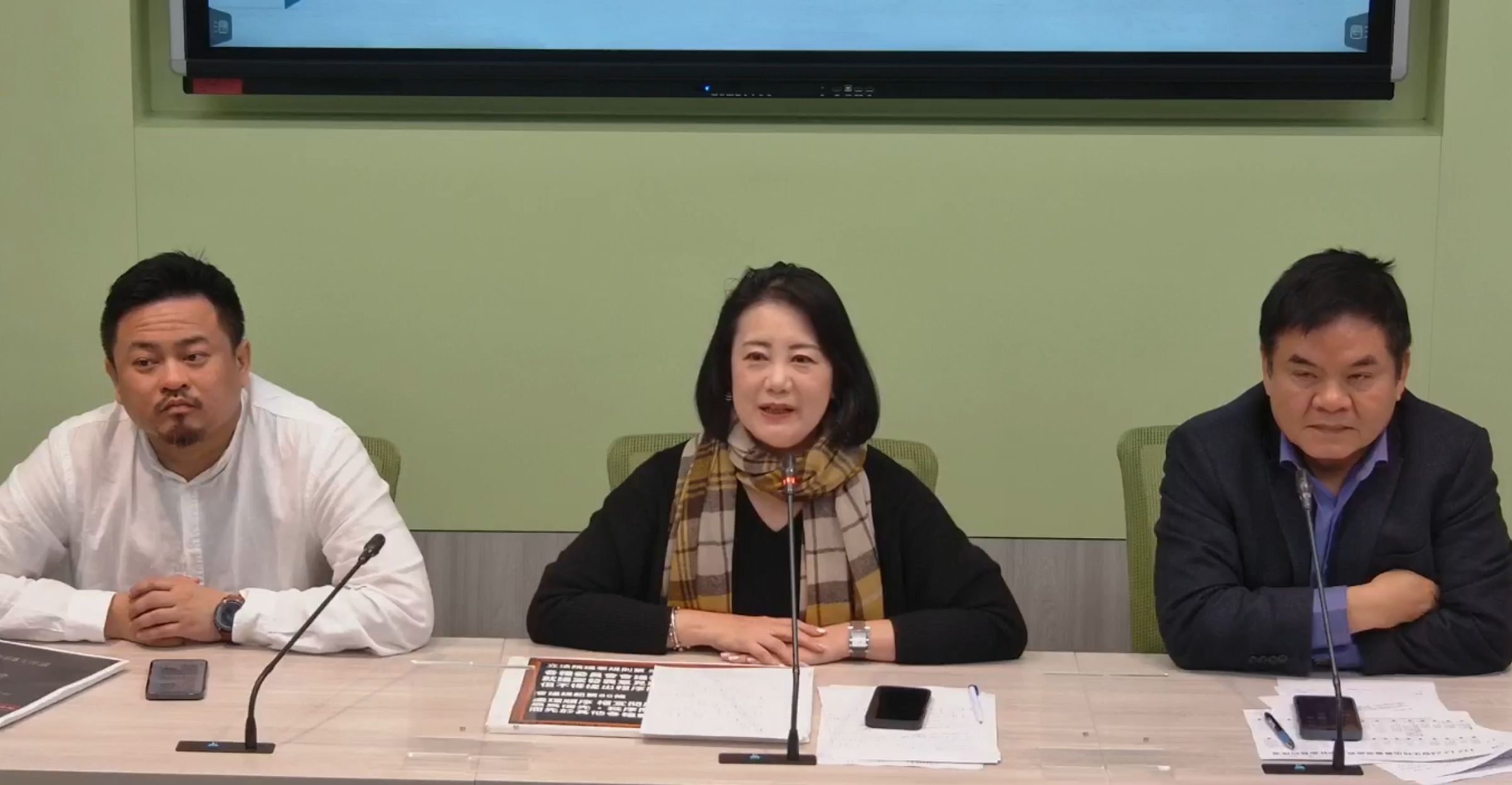 民進黨立委吳思瑤質疑國民黨此時突然拋出要求蔡總統登上太平島的主張，是否承受來自中國的壓力。（翻攝自民進黨團直播）