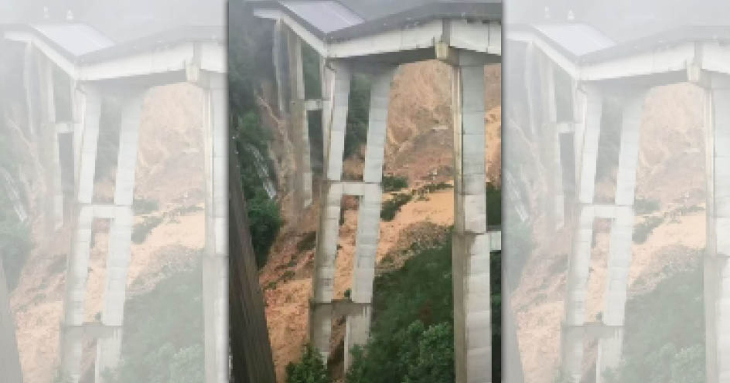 貴州高速公路坍塌。(翻攝自微博)