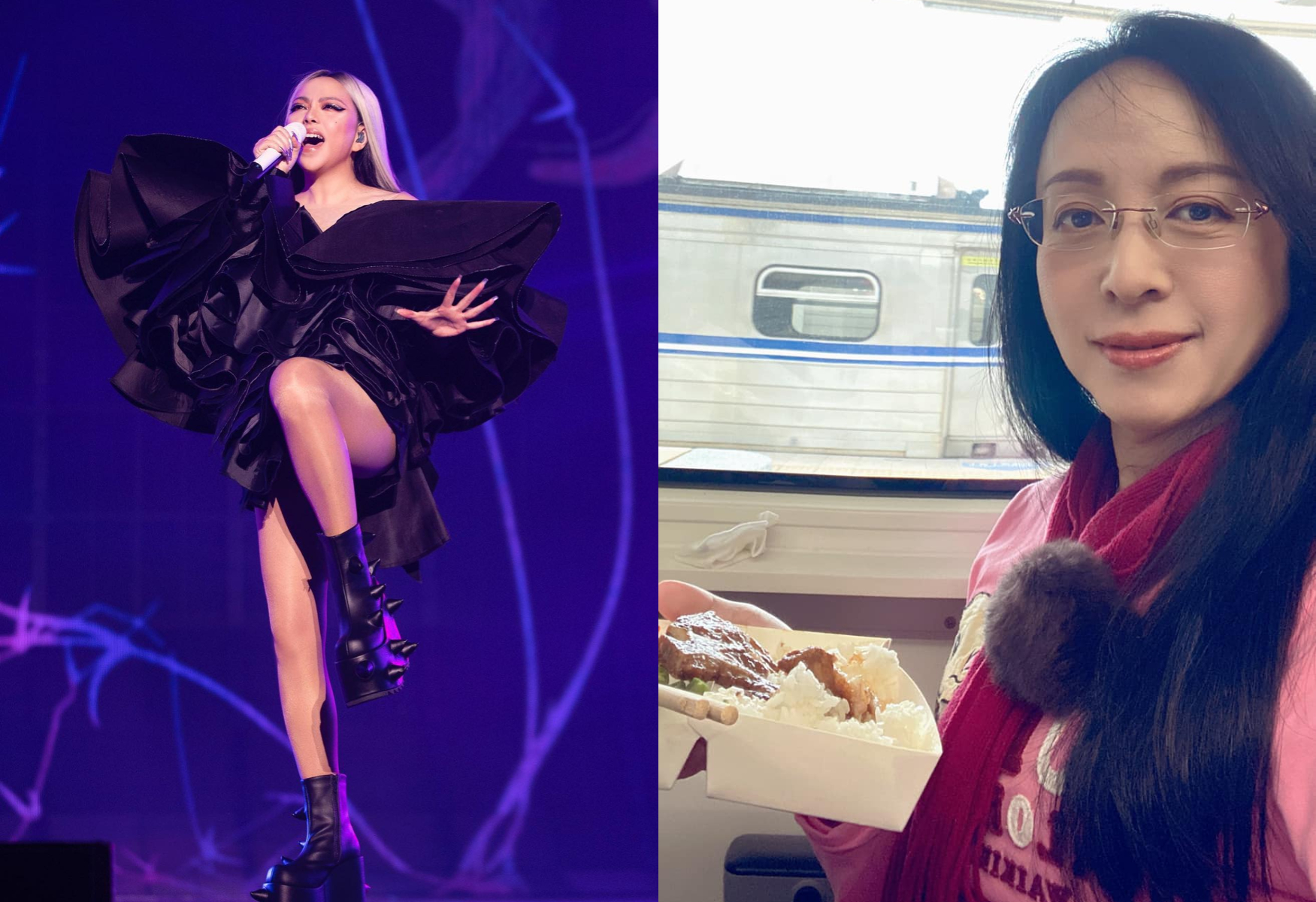 陳瑩（右圖）昨去看阿妹（左圖）演唱會，開直播狂錄20分鐘。（翻攝陳瑩臉書、張惠妹臉書）