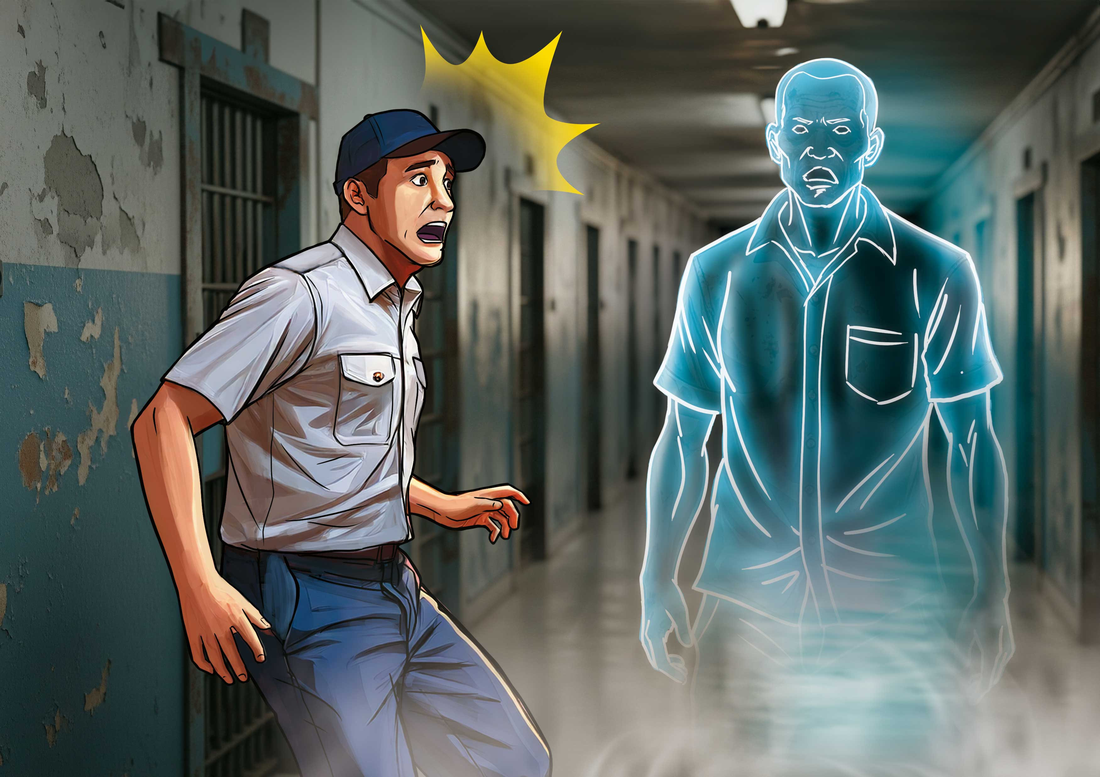 鬼月來臨，台北監獄鬧鬼的傳聞最近甚囂塵上。（示意畫面，AI繪圖Adobe Firefly生成，本刊美術組後製）