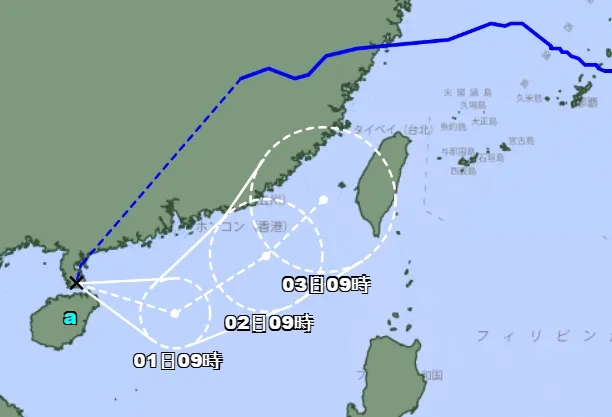 根據日本氣象廳評估，沙德爾颱風很可能將「起死回生」，且預估路徑為「回馬槍」的走勢。（翻攝自日本氣象廳）