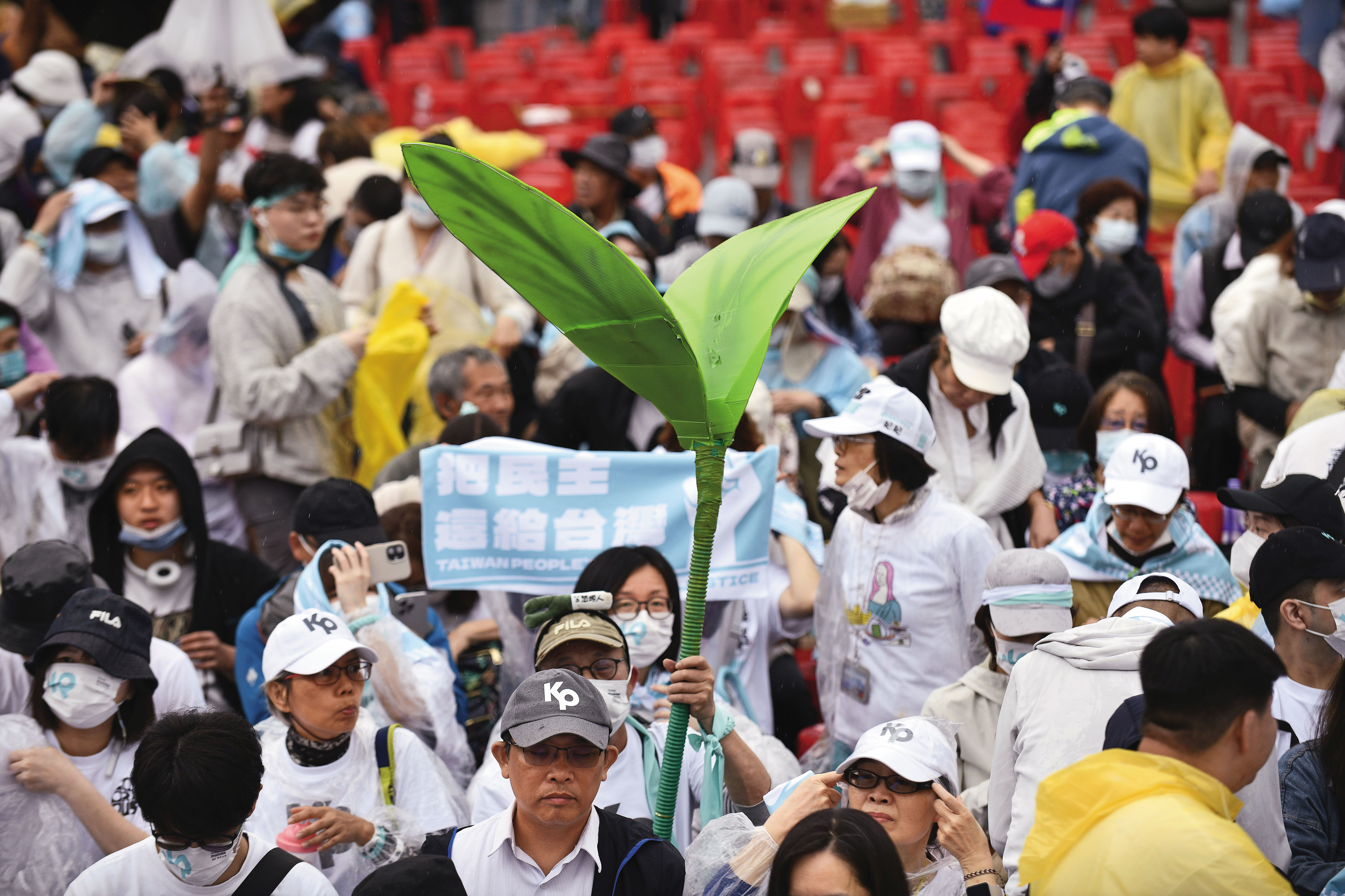國民黨積極拉攏民眾黨票源，但小草自主性強，不見得買單投不同意。（鏡報李智為）