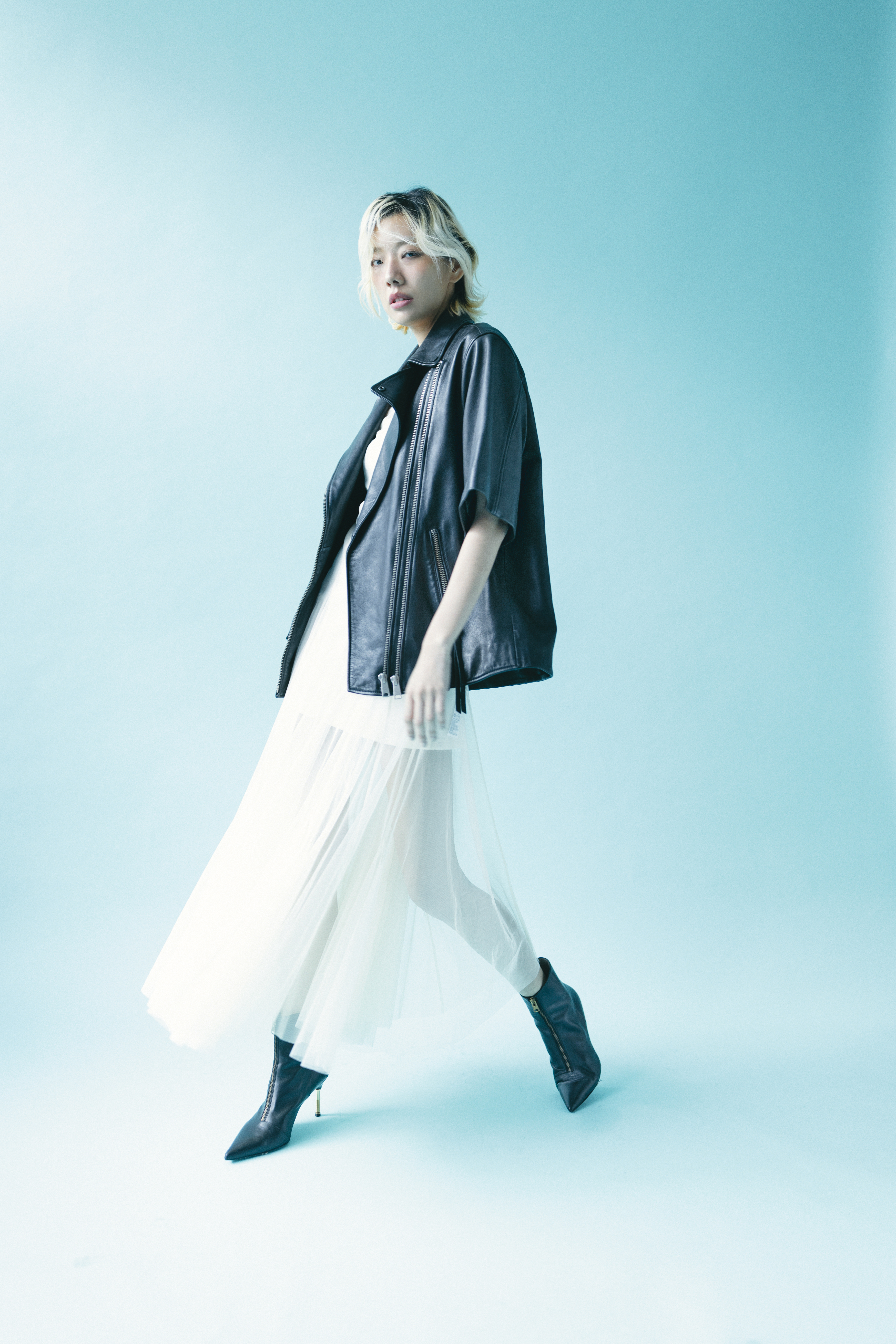 RIPLEY短袖皮衣 價格店洽、HAEMONIA洋裝 價格店洽、NATASHA跟靴 價格店洽 all by ALL SAINTS。
