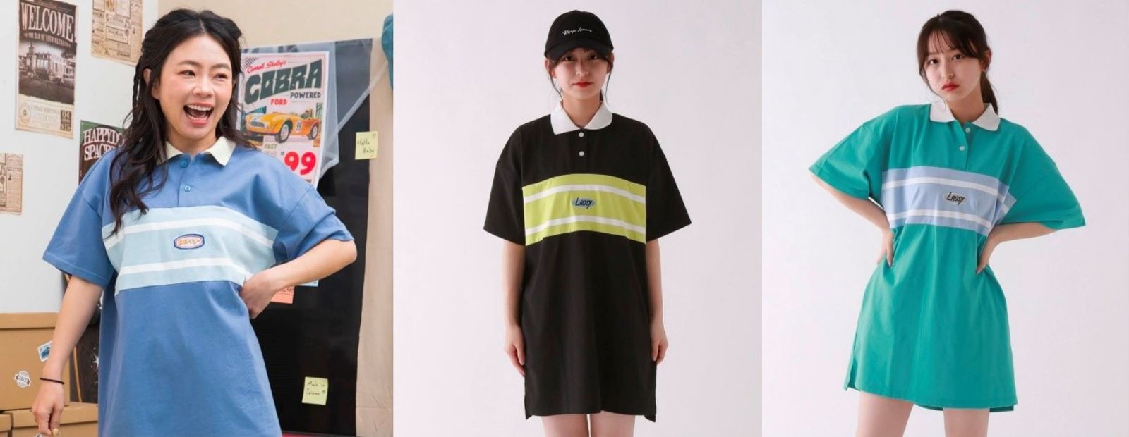 蔡阿嘎與妻子二伯共同創立的服飾品牌HAHABABY,繼7月爆發大規模抄襲爭議後,10月發售的長版POLO衫洋裝(左圖)再遭網友指控版型與布標設計高度神似日本品牌REPIPI ARMARIO(中、右圖),爭議商品目前已被官網下架。(翻攝自Threads)
