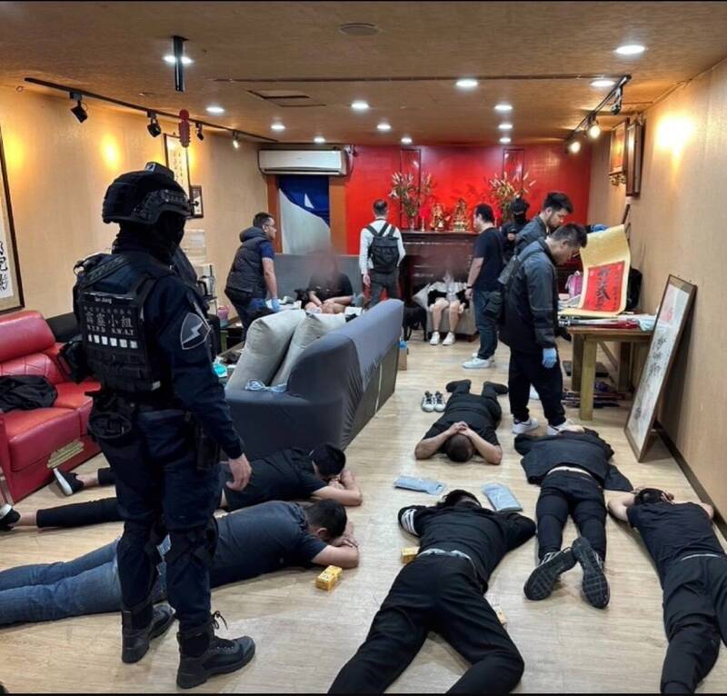 警方掃蕩風麒會在台北市中山區據點（警方提供）