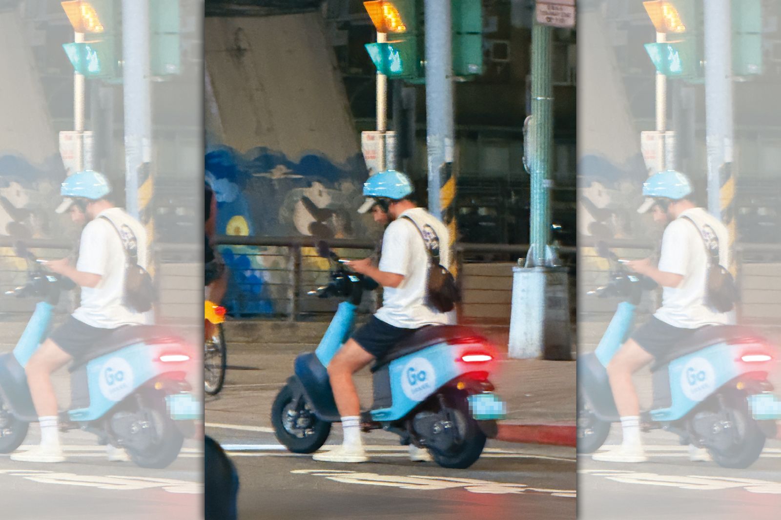 10月12日約晚上8點半，酷Ku騎著共享電動機車現身台北市長春路與新生北路口一帶。（讀者提供）