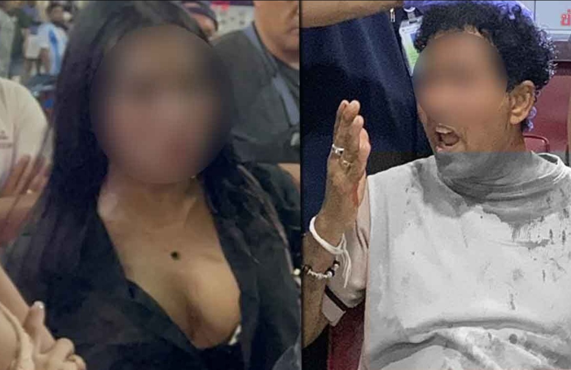 一名斯里蘭卡男子在泰國海灘鬧區挑選正妹買春時，摸下體驗貨後反悔，遭對方爆打。（翻攝自khaosod）