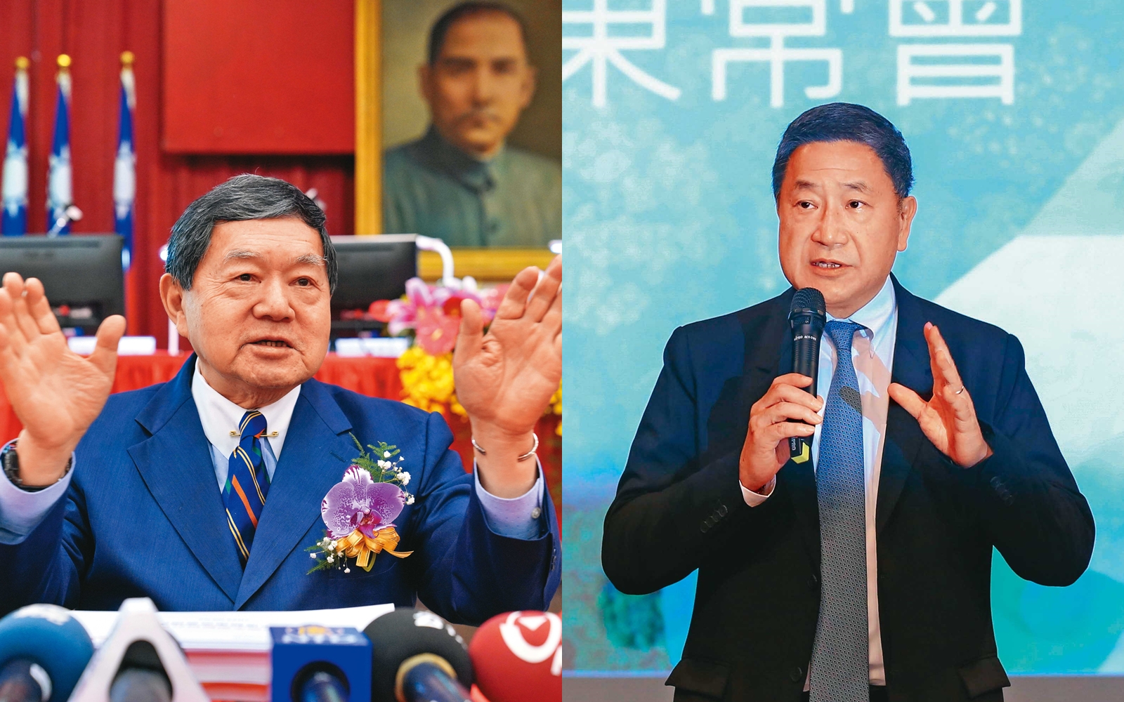 亞泥早在2011年便自力研發低碳水泥相關產品，並且於去年成功輸出美國。左為亞泥董事長徐旭東。台泥董事長張安平（右）相當看好低碳水泥商機，藉由與國外同業合作，成為歐洲低碳水泥主要供應商。