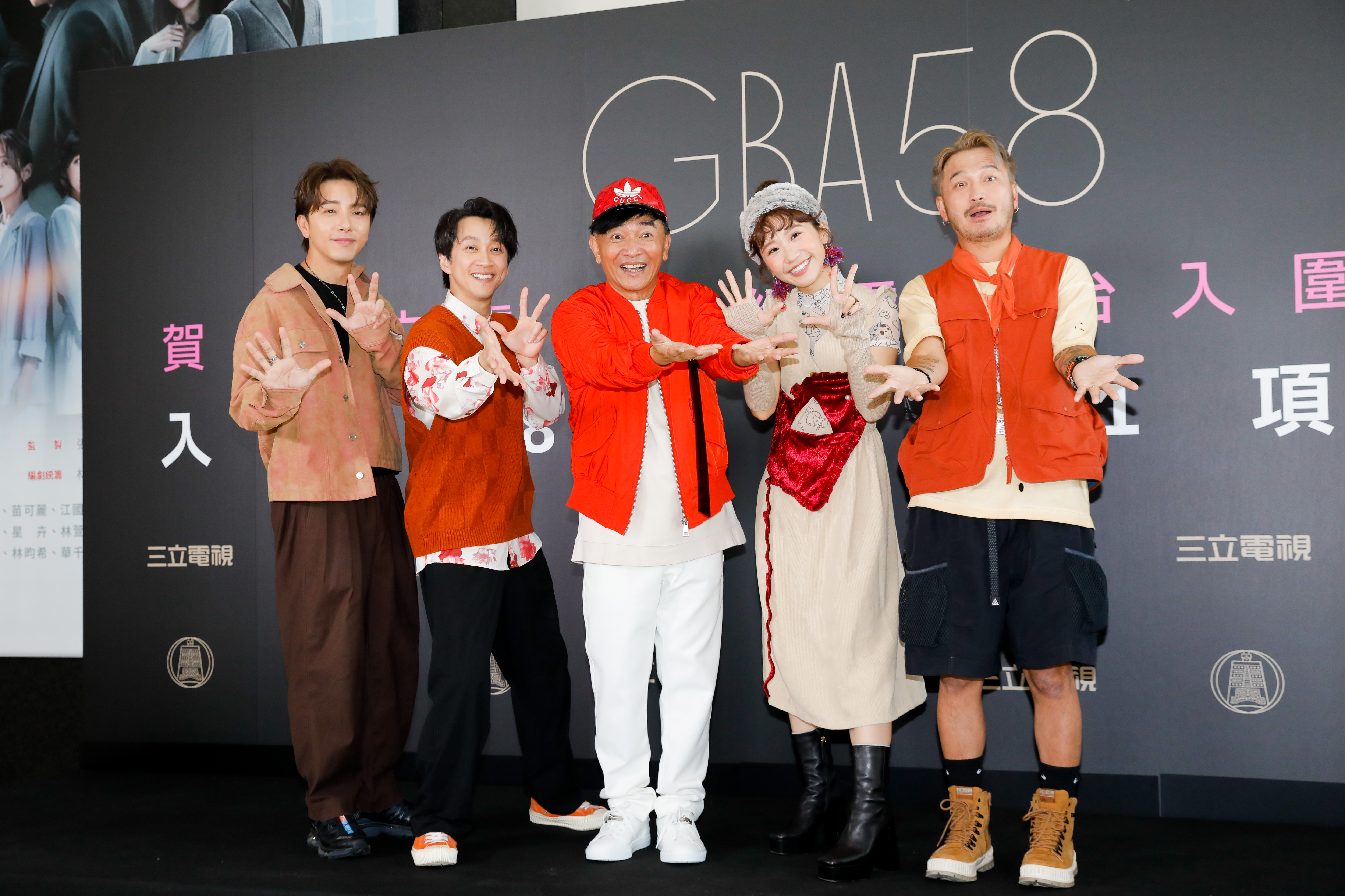 坤達（左起）、陳漢典、吳宗憲、Lulu、KID三立金鐘入圍分享會。