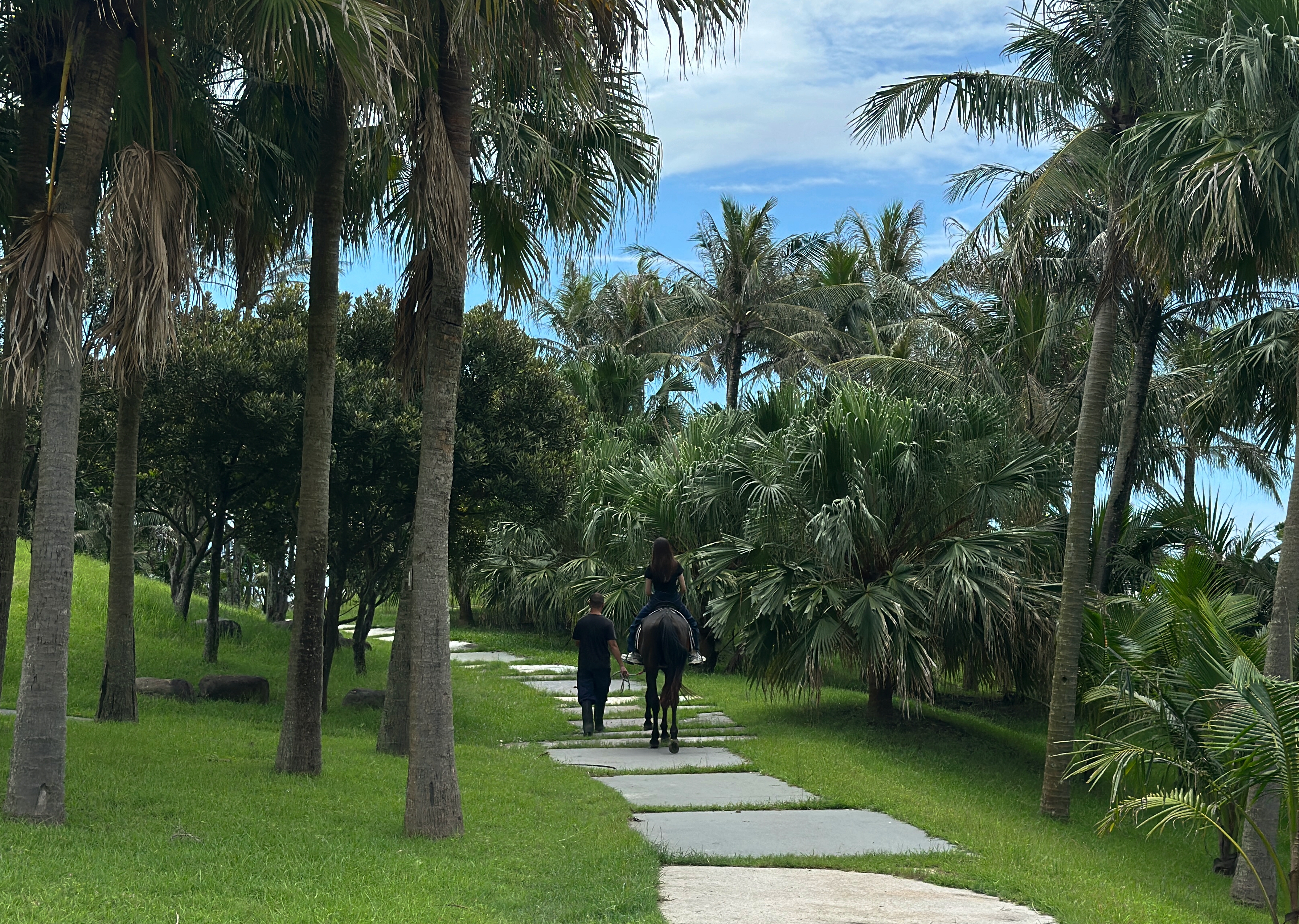 凱渡廣場酒店提供各式海上探險與陸地漫遊體驗，能騎乘在馬背上眺望龜山島海景。