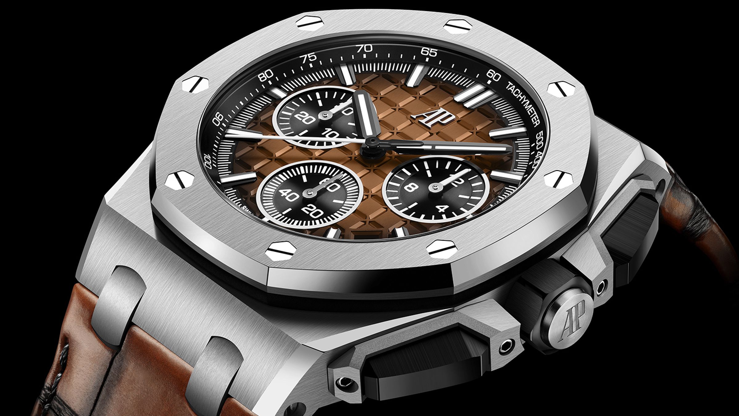 Royal Oak Offshore Flyback Chronograph｜不鏽鋼材質／錶徑43mm／時、分、小秒、日期指示；飛返計時碼錶功能／4401⾃動上鍊機芯／動力儲存約70小時／防水100米／定價：NT$1,344,000