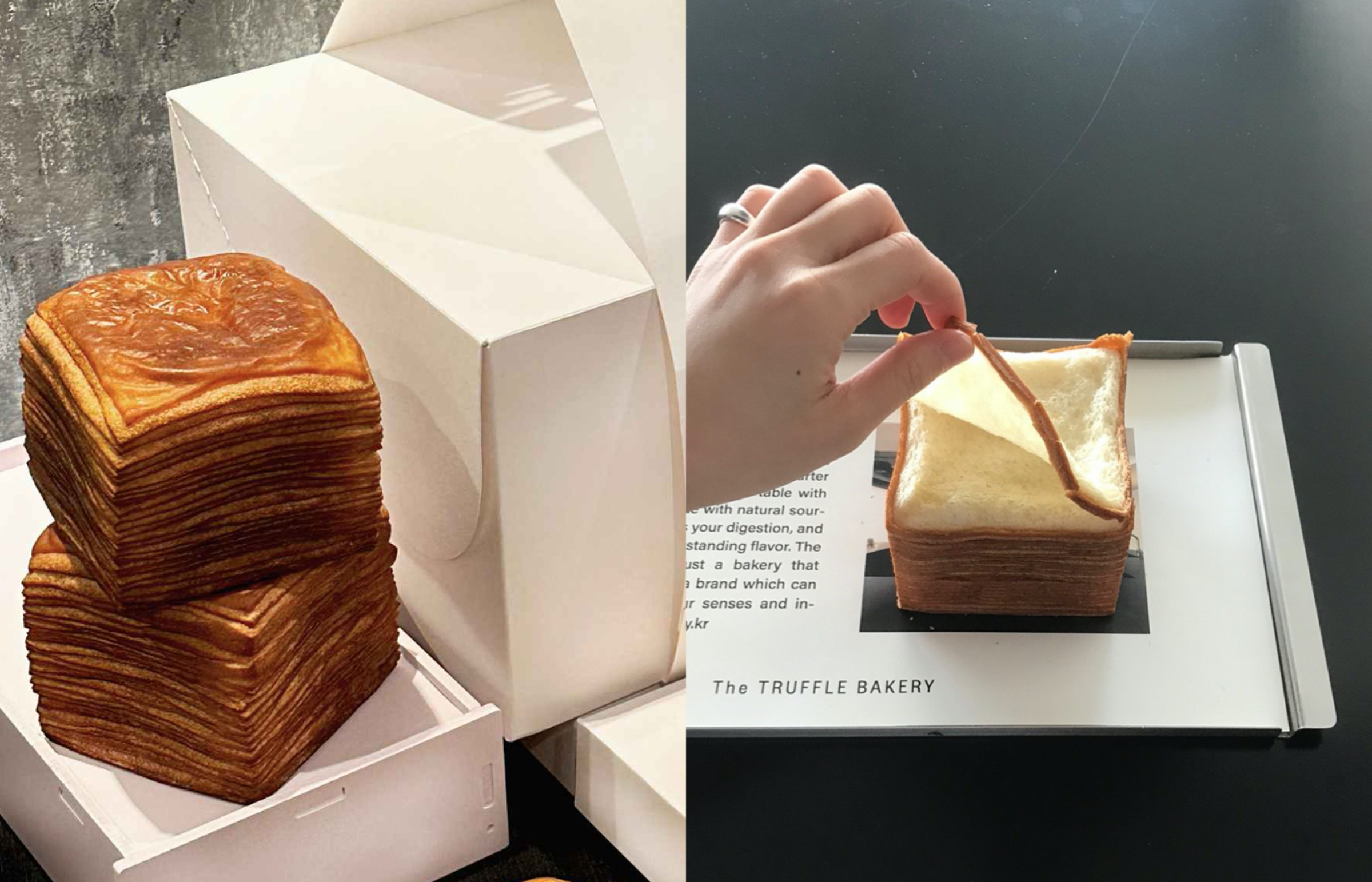 在韓國爆紅的紙巾吐司「The TRUFFLE BAKERY」來台快閃開賣。(晶華酒店提供)