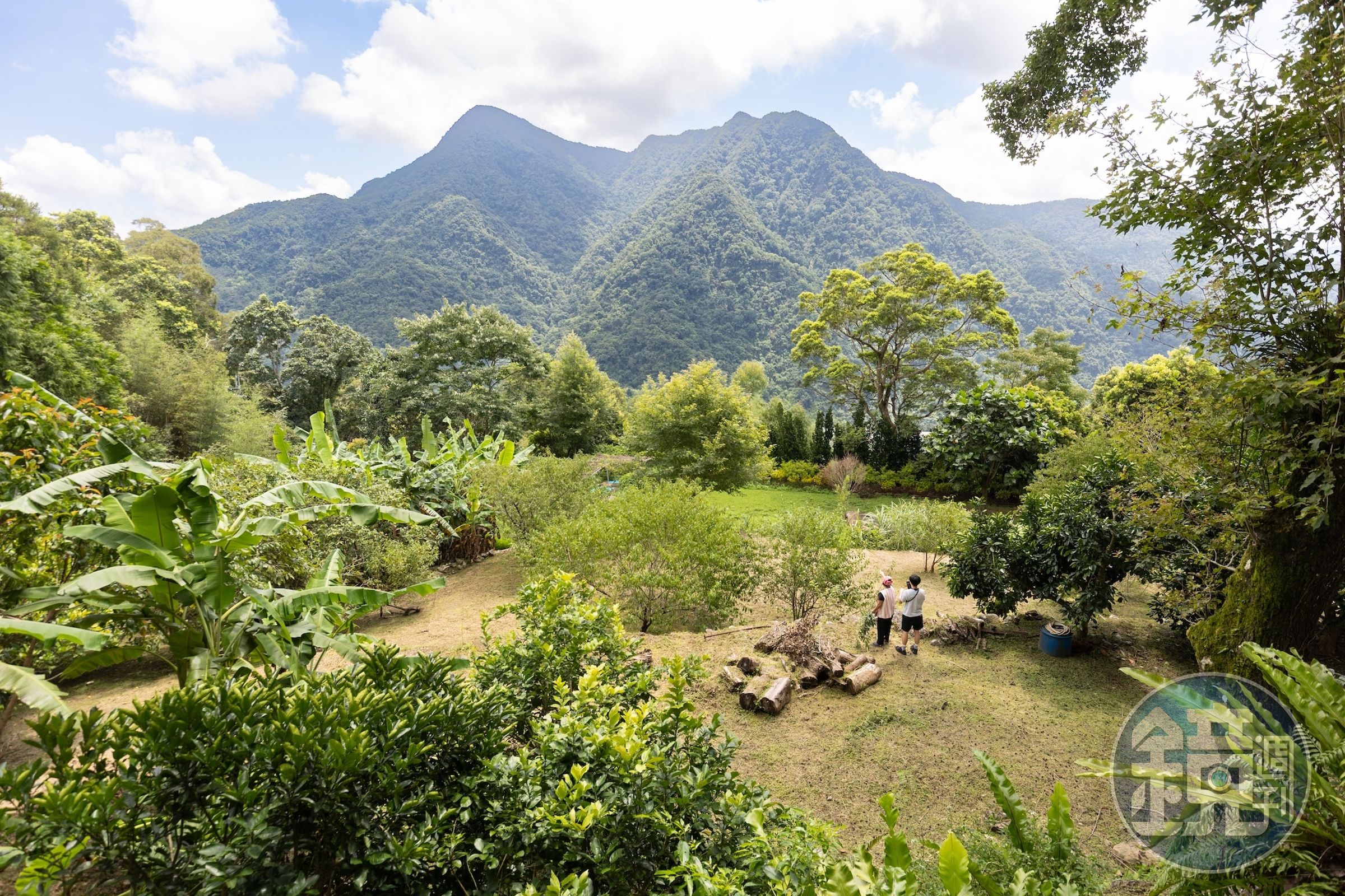 烏來「葛思悠農場」正對著美人山，層層山巒勾勒出女子側臥的輪廓，在山嵐與綠意襯托下，充滿山居詩意。