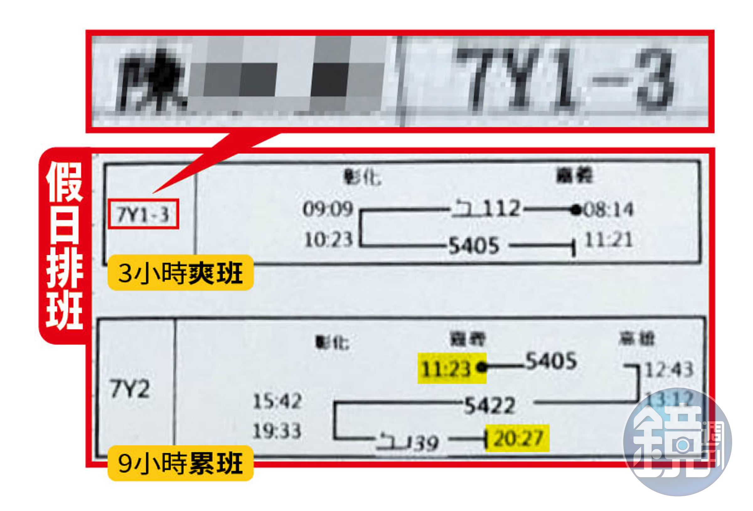 陳姓組長上班3小時就下班，其他人卻要上9小時以上才能下班。（讀者提供）