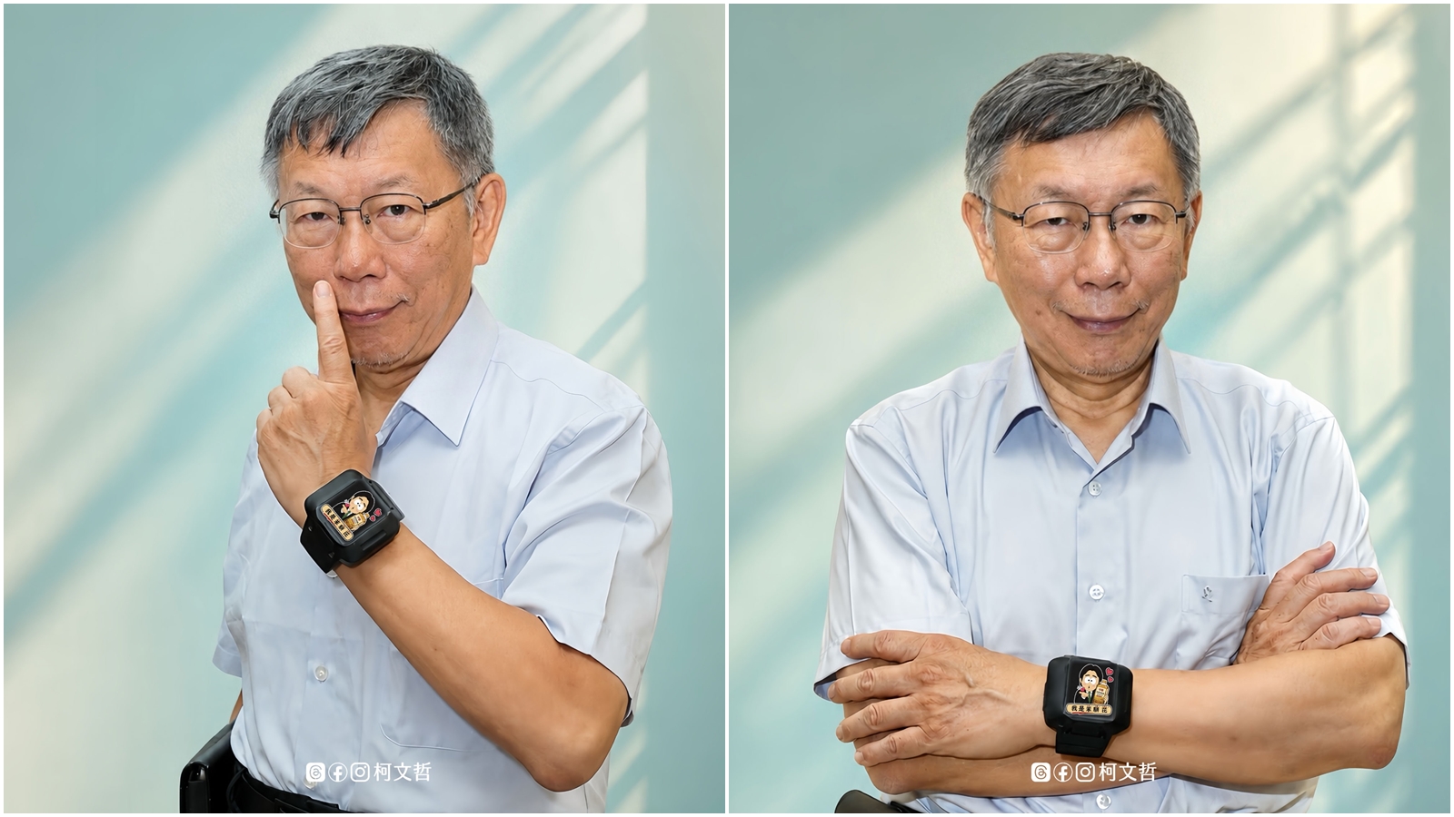 柯文哲今日上午前往派出所更換科技設備,結果下午就貼「形象照」,引來一堆小草直呼「好帥」,其他人則是不以為然。(翻攝自Instagram@doctorkowj)