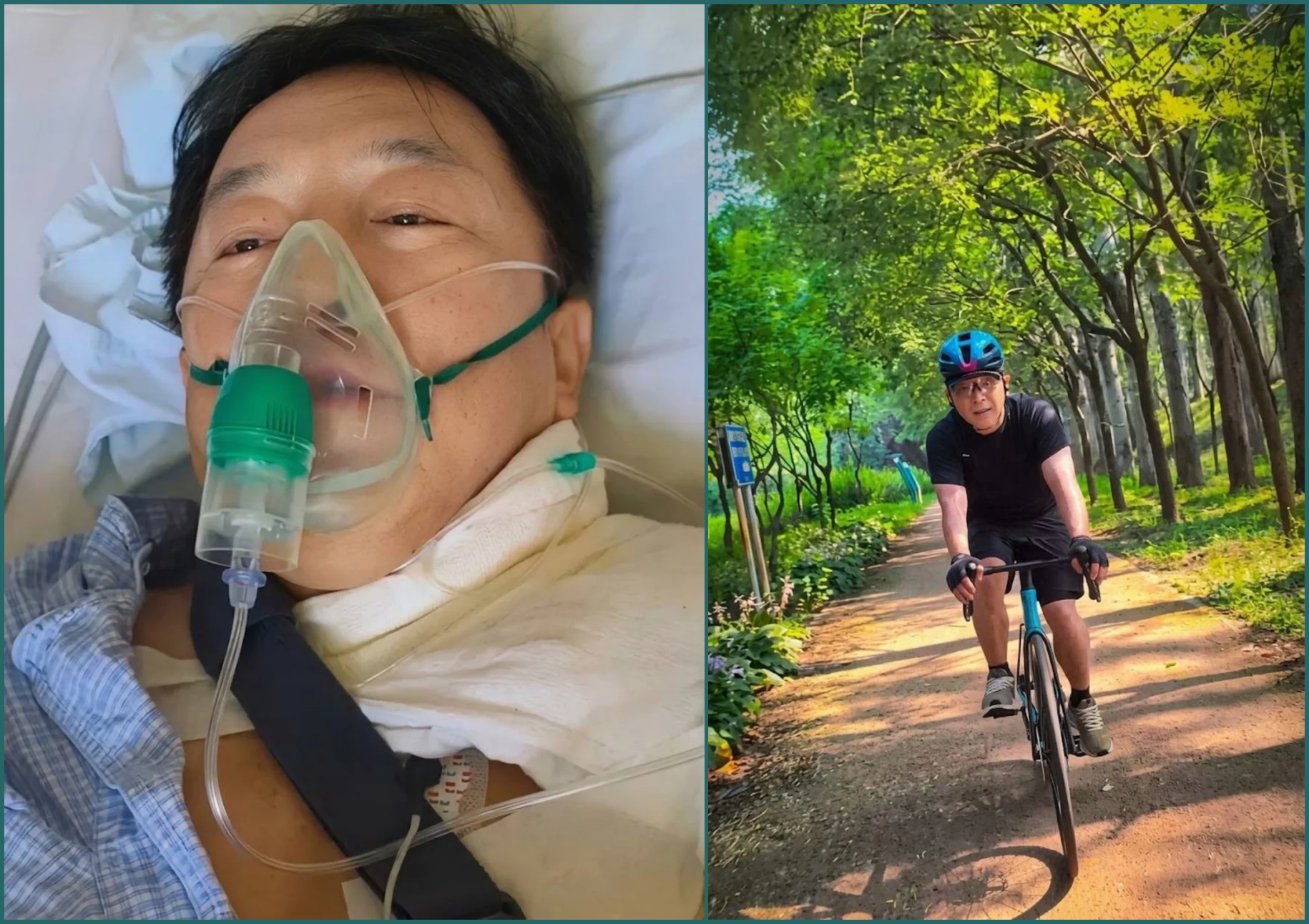 黃渤近日騎公路自行車意外摔車,造成鎖骨骨折,住院期間行動大受影響。(黃渤社群)