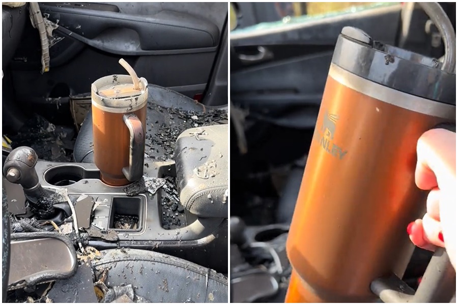 Stanley保溫杯因一段短影音爆紅，成為免費廣告引起討論。（翻攝自danimarielettering TikTok）