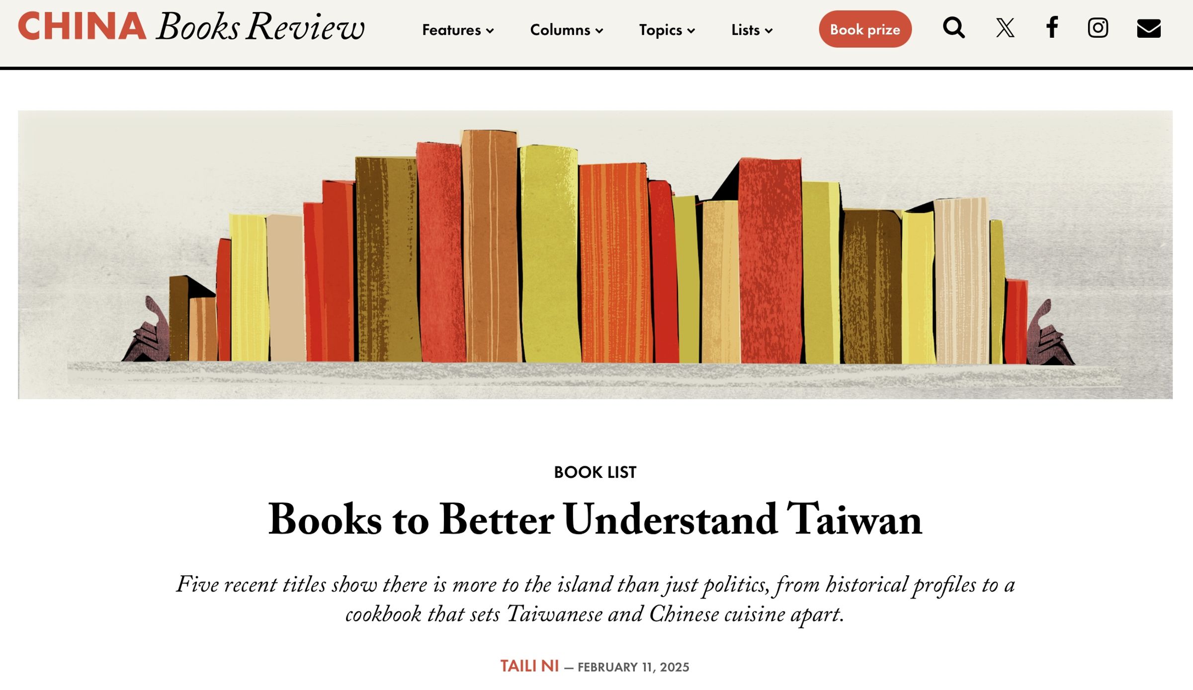 美國 Asia Society Center 推出書單「五本認識臺灣的書Books to Better Understand Taiwan」，《蕉王》的英文譯本名列其中，排在第二位。（圖擷自美國China Books Review ( Published by Asia Society’s ) 官方網站。）