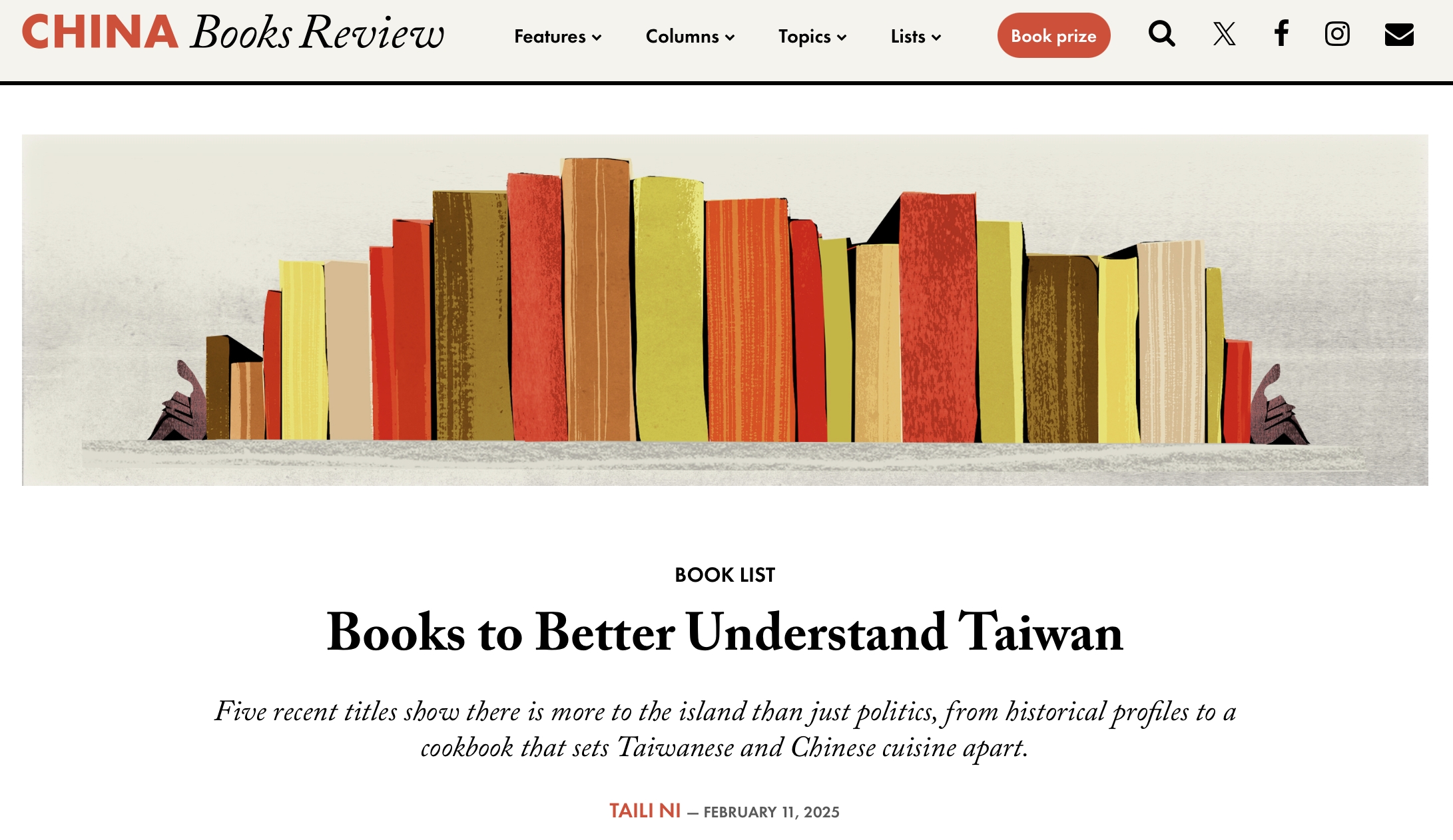 美國 Asia Society Center 推出書單「五本認識臺灣的書Books to Better Understand Taiwan」，《蕉王》的英文譯本名列其中，排在第二位。（圖擷自美國China Books Review ( Published by Asia Society’s ) 官方網站。）