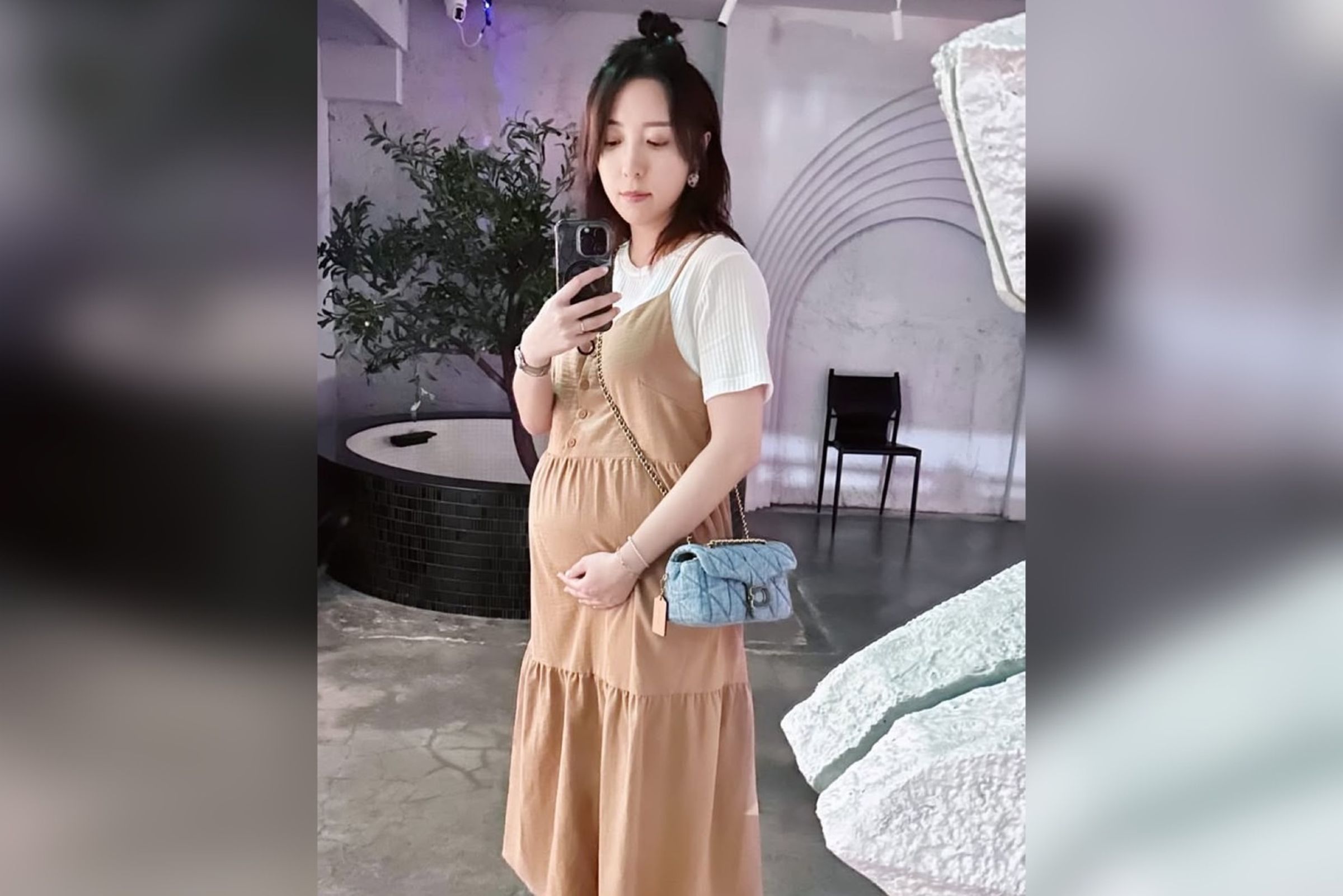 五熊升格當媽，起床被自己孕肚嚇到。（翻攝五熊IG）
