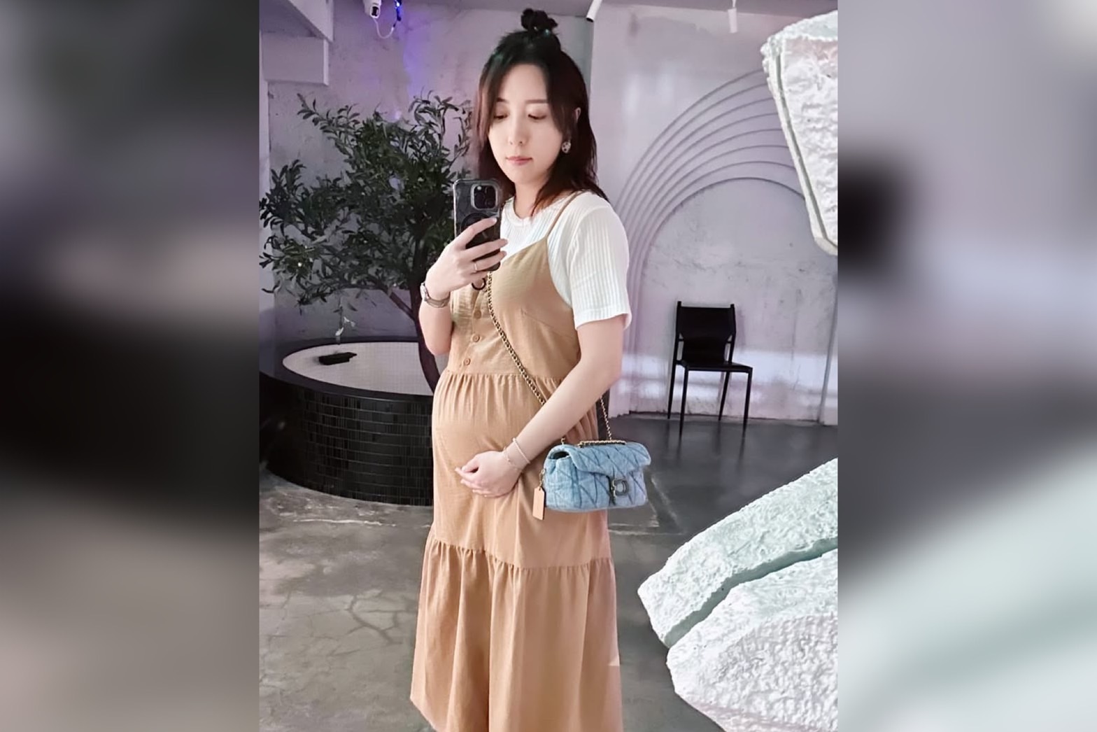 五熊升格當媽，起床被自己孕肚嚇到。（翻攝五熊IG）