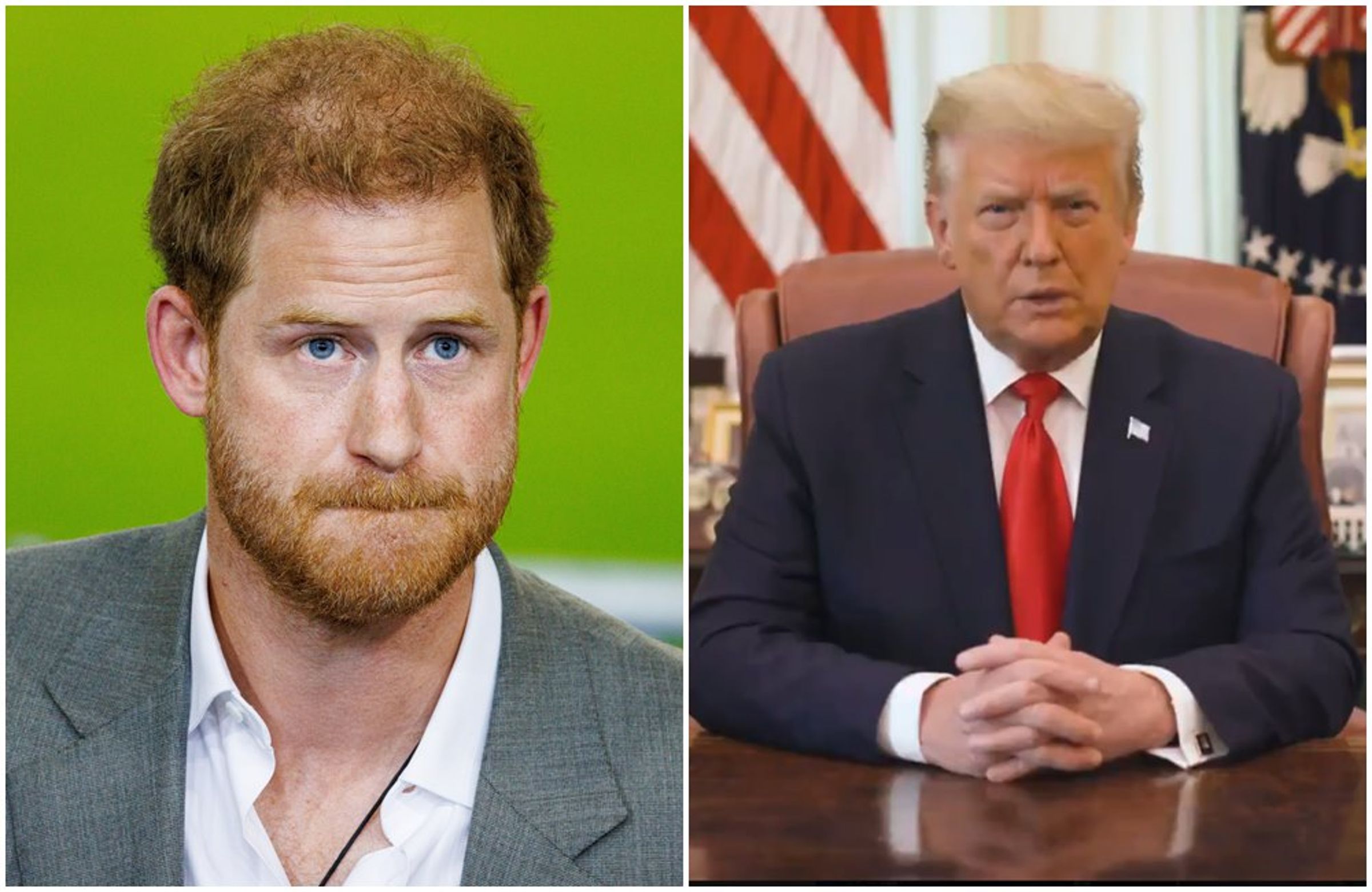 川普(右)不喜歡哈利王子(左)。(翻攝Donald J. Trump臉書/X@NileGardiner)