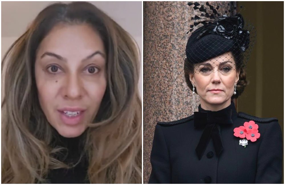 考爾（左圖）在批評凱特王妃（右圖）外貌後，拍影片道歉。（翻攝Narinder Kaur X、X@benonwine）