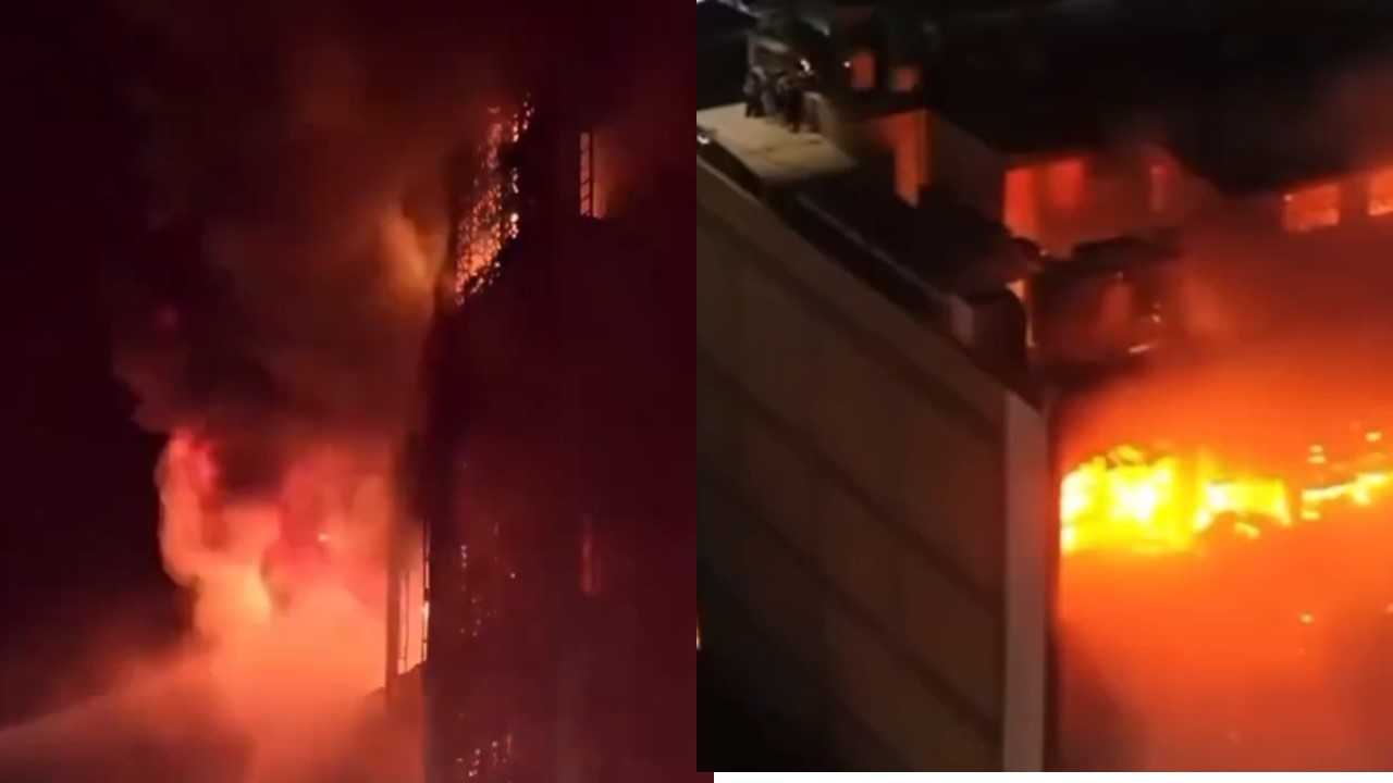 伊拉克購物中心大火。（翻攝自X）