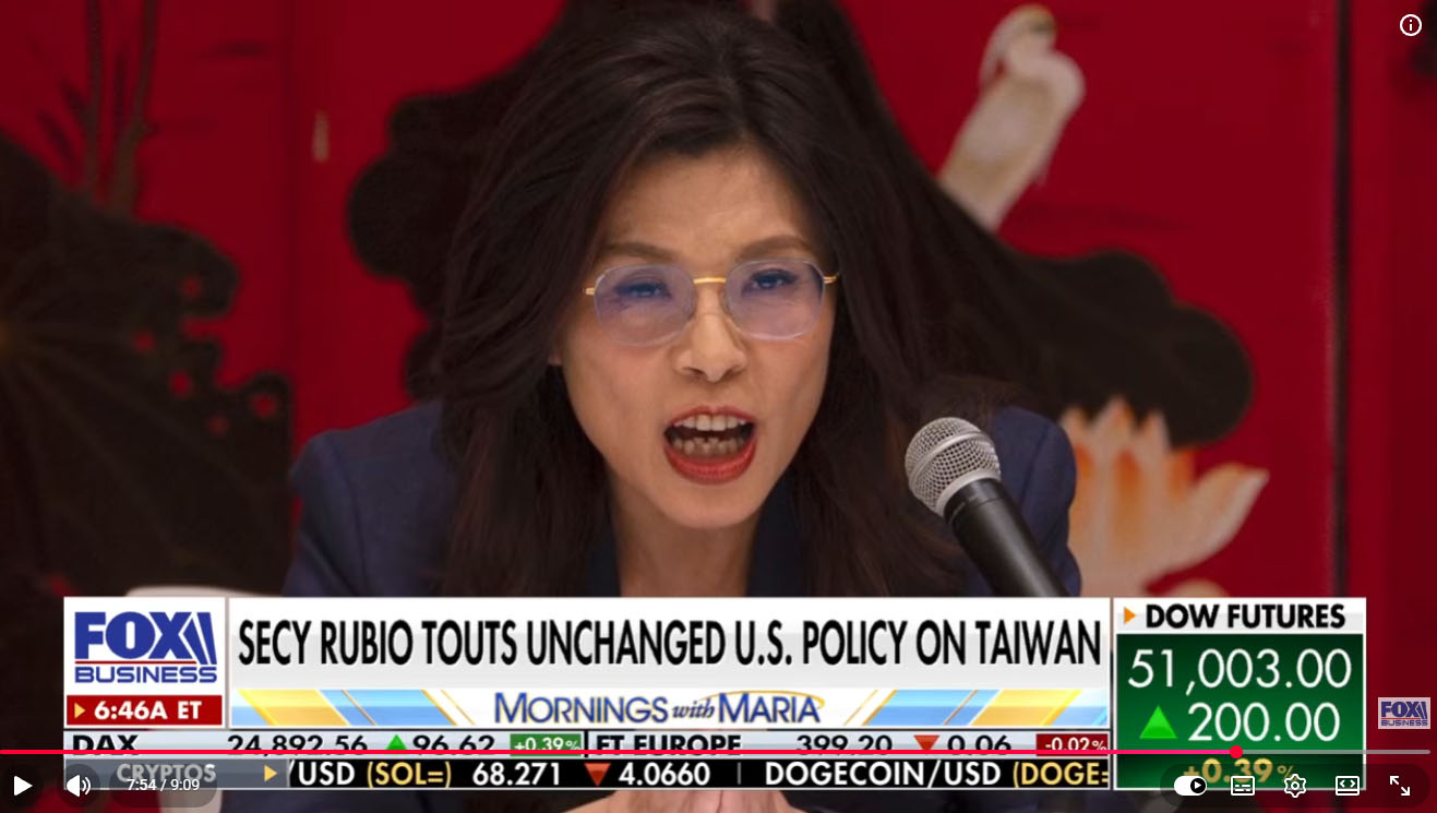 美國福斯財經台，談話節目一姐直言鄭麗文：「就是北京的人。」（翻攝畫面）