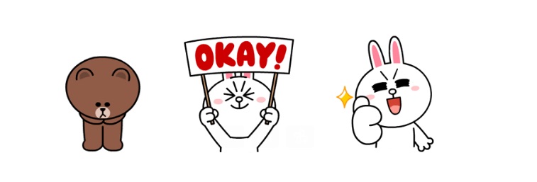 熊大鞠躬貼圖（左1）為2023年台灣人最常傳送的貼圖。（LINE貼圖提供） 