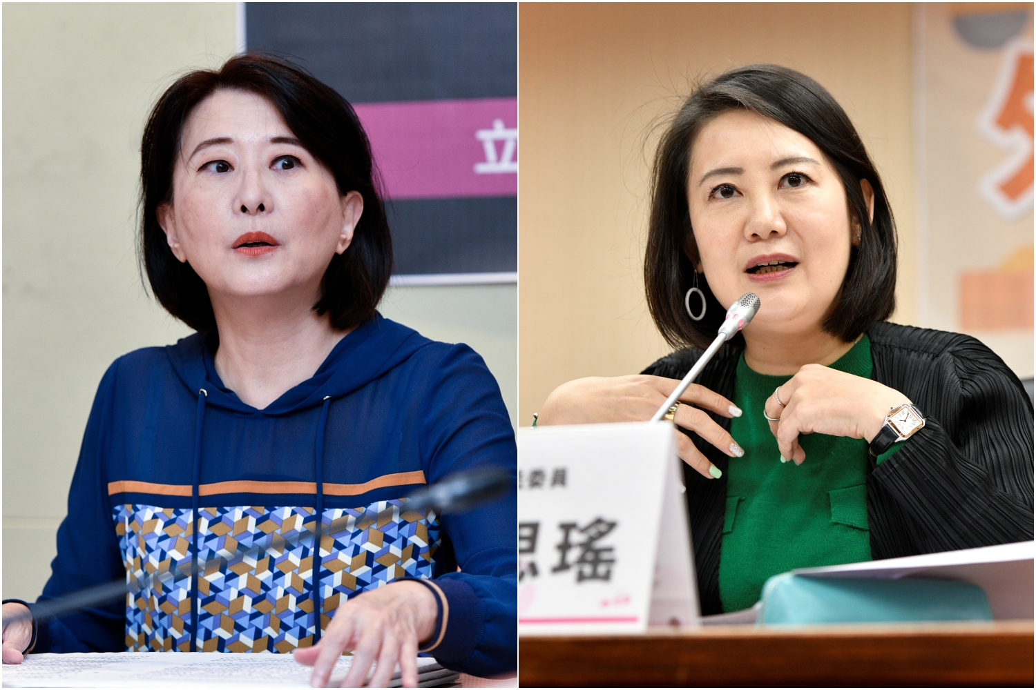 王鴻薇（左）批NCC翁柏宗放假消息情勒人民，吳思瑤（右）反指「倒果為因」。（本刊資料照）