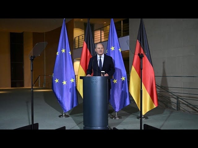 政黨合作破局！德國總理蕭茲的聯合內閣瓦解，陷政治不穩，明年3月可能提前大選。（翻自YouTube畫面）