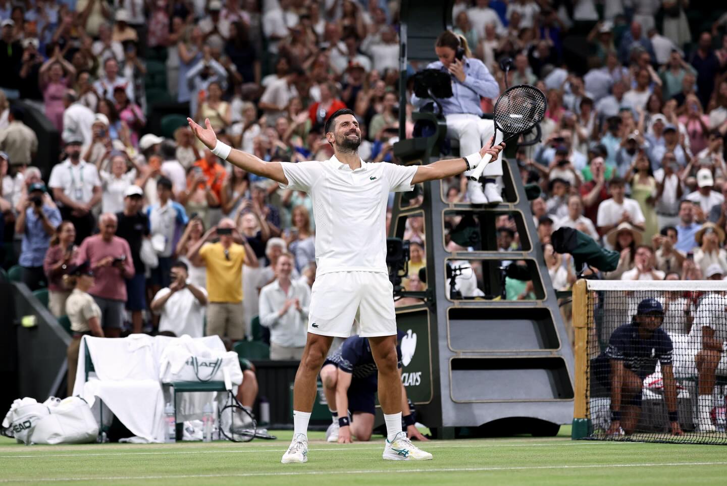 39歲喬科維奇挺進溫網4強,將對決現任球王辛納。(翻攝IG@Novak Djokovic)