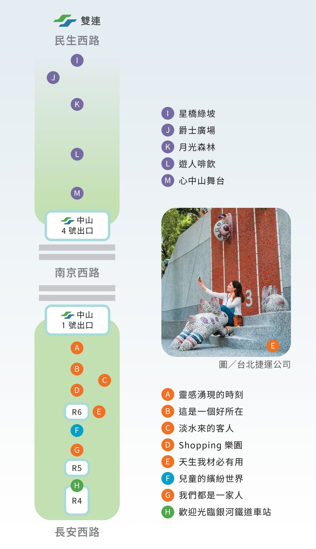 心中山線形公園簡圖。