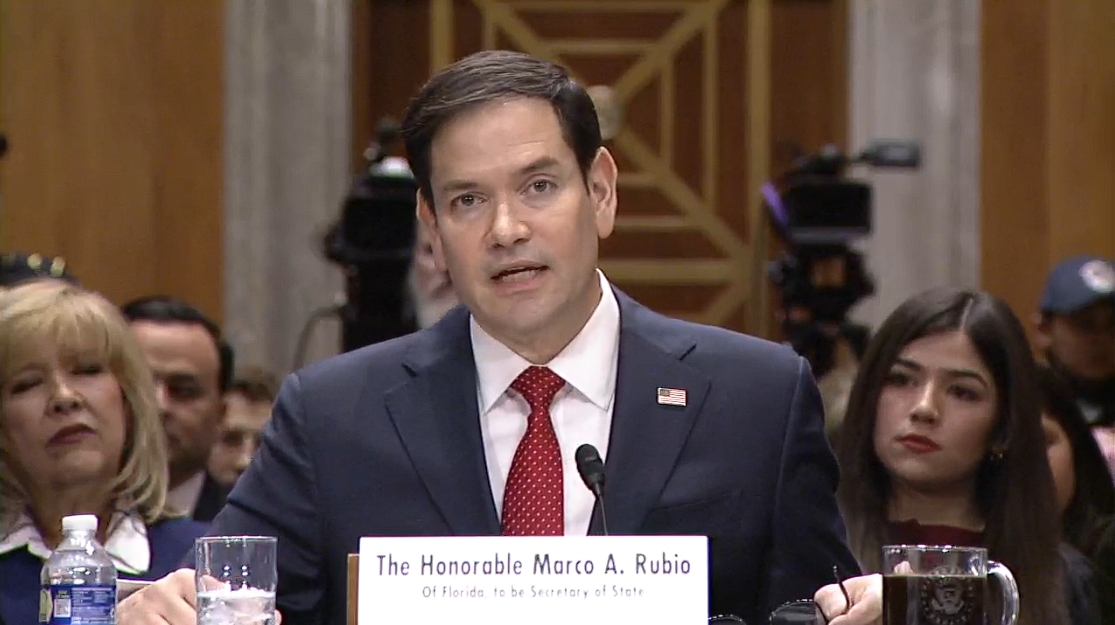 美國準國務卿盧比歐出席參議院聽證會，報告對於國際情勢的相關政策與路線。（翻攝自https://www.foreign.senate.gov/）