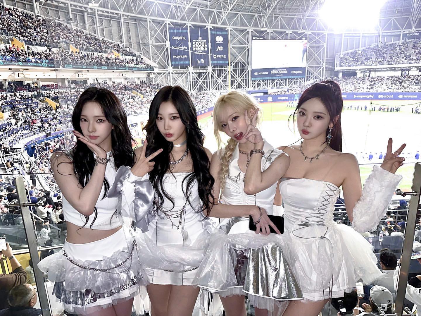 aespa上月曾在MLB海外開幕戰帶來開場表演。（翻攝aespa INS）