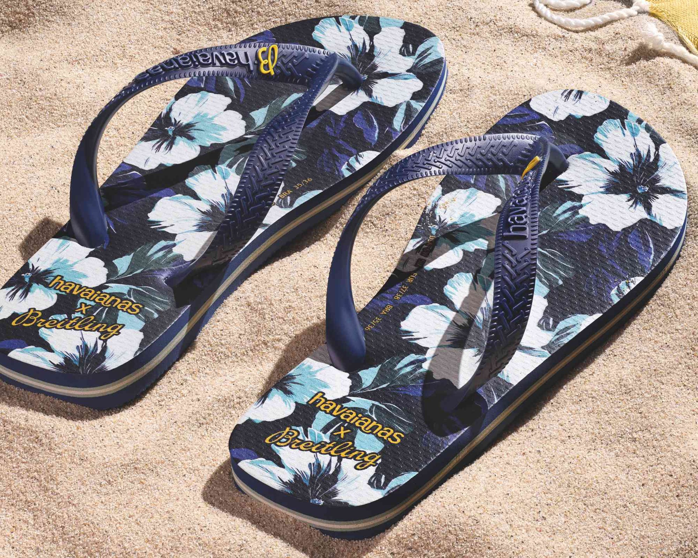 百年靈與巴西夾腳拖 Havaianas 聯名推出夾腳拖，可惜台灣市場暫未引進。