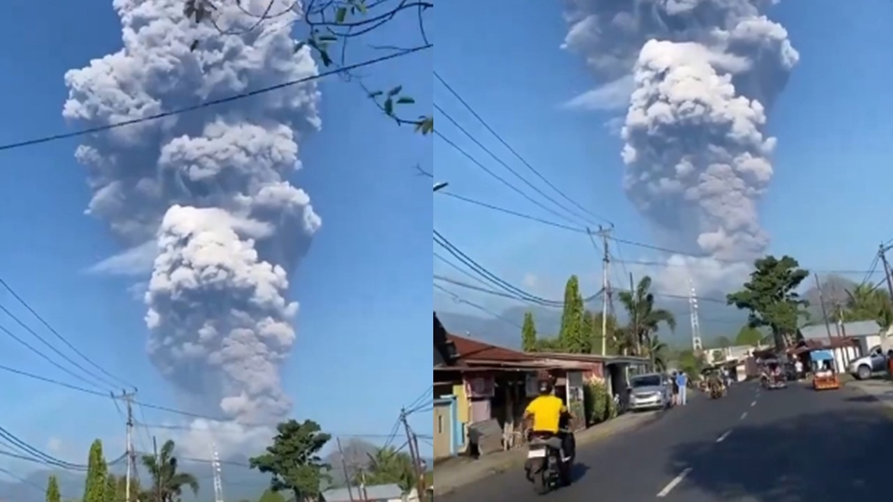 印尼火山噴發。（翻攝自X@geotechwar）